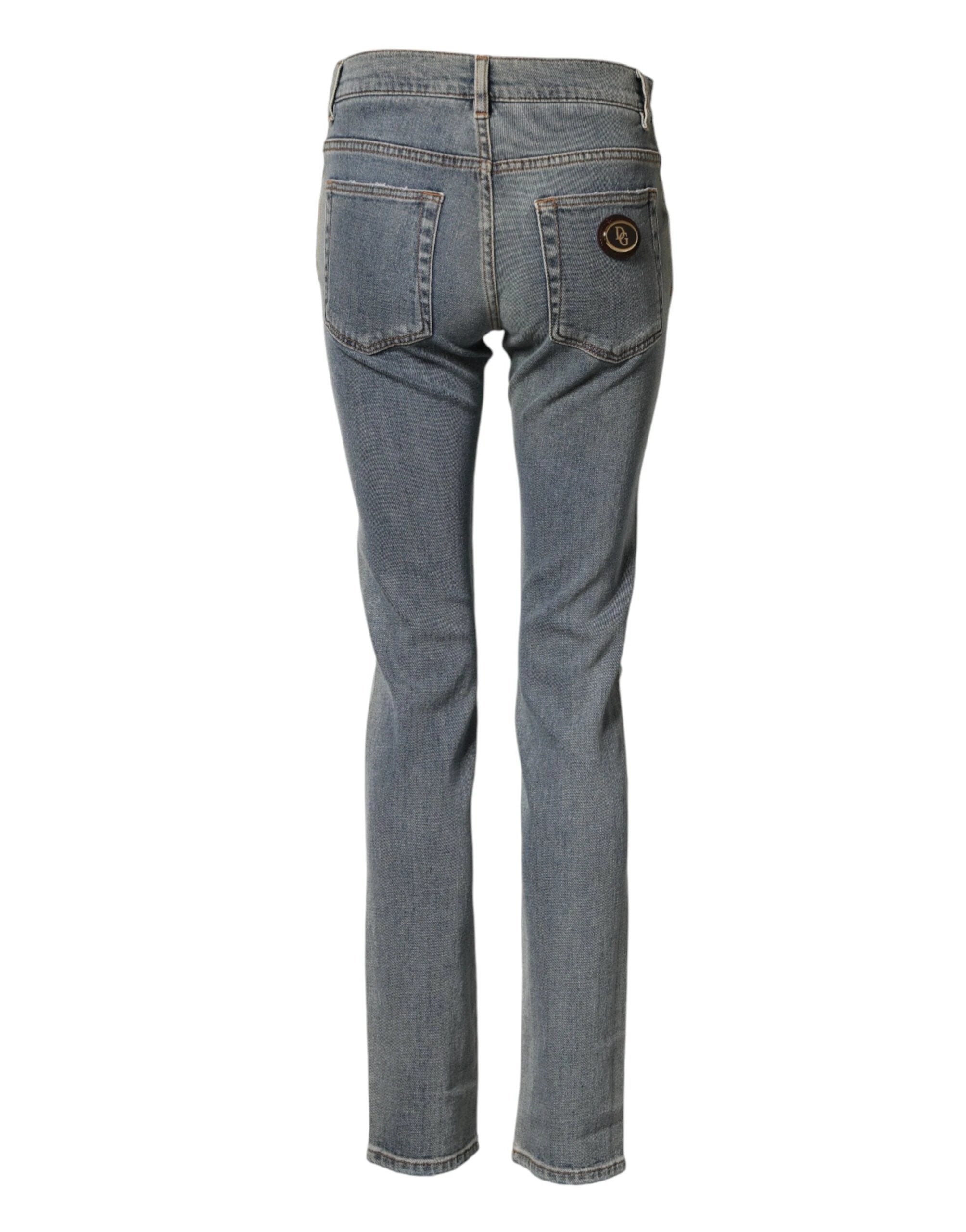Dolce & Gabbana Blue Two Tone Cotton Men Skinny Denim Jeans by Dolce & Gabbana