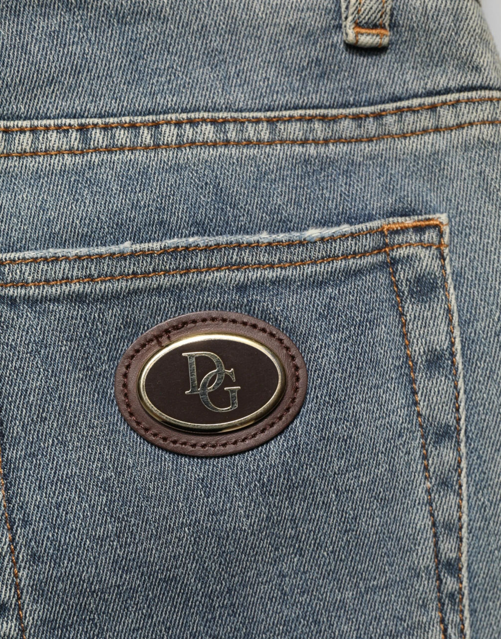 Dolce & Gabbana Blue Two Tone Cotton Men Skinny Denim Jeans by Dolce & Gabbana