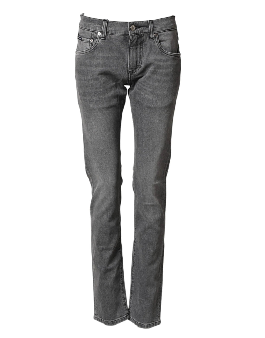 Dolce & Gabbana Gray Cotton Mid Waist Skinny Denim Jeans by Dolce & Gabbana