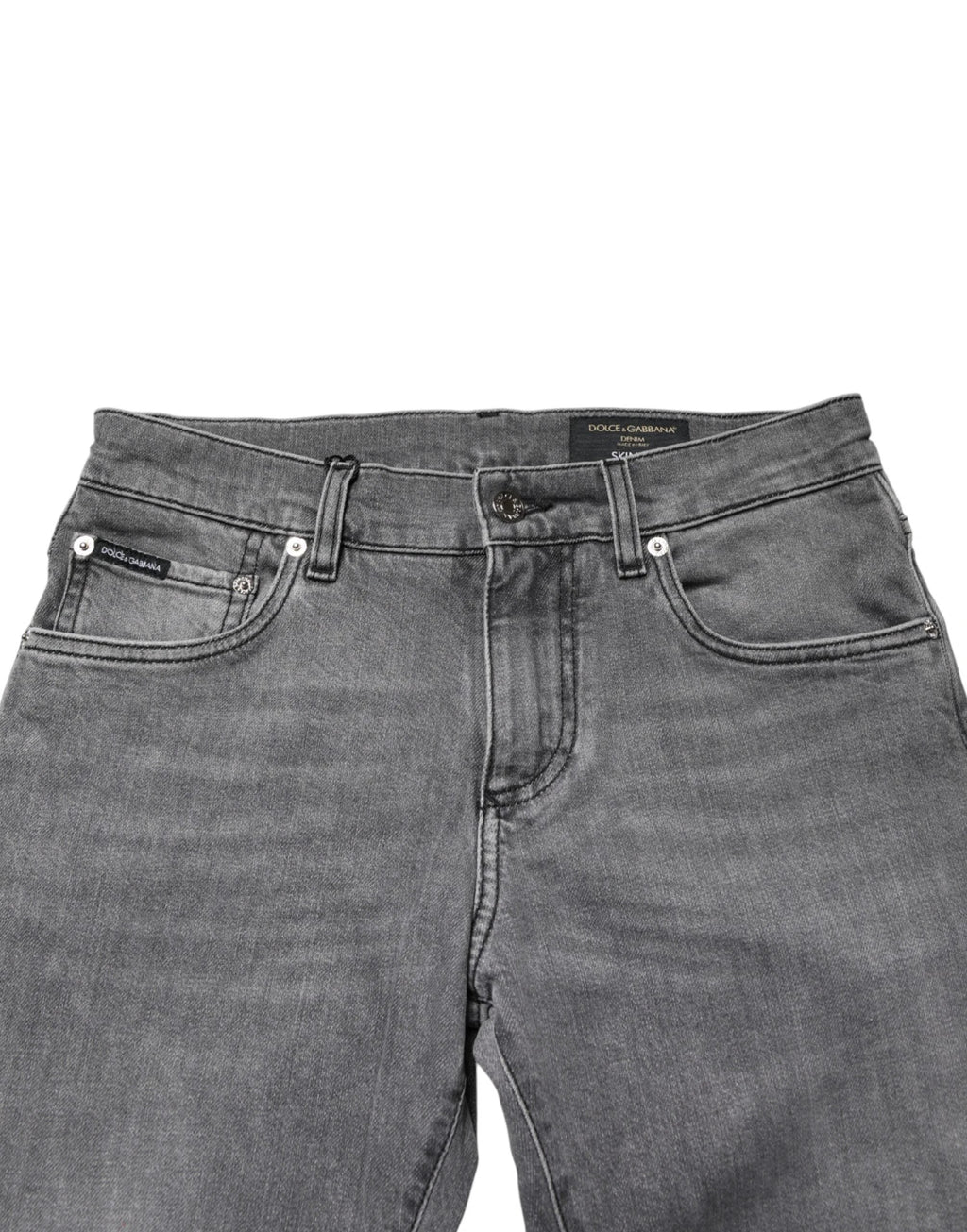 Dolce & Gabbana Gray Cotton Mid Waist Skinny Denim Jeans by Dolce & Gabbana