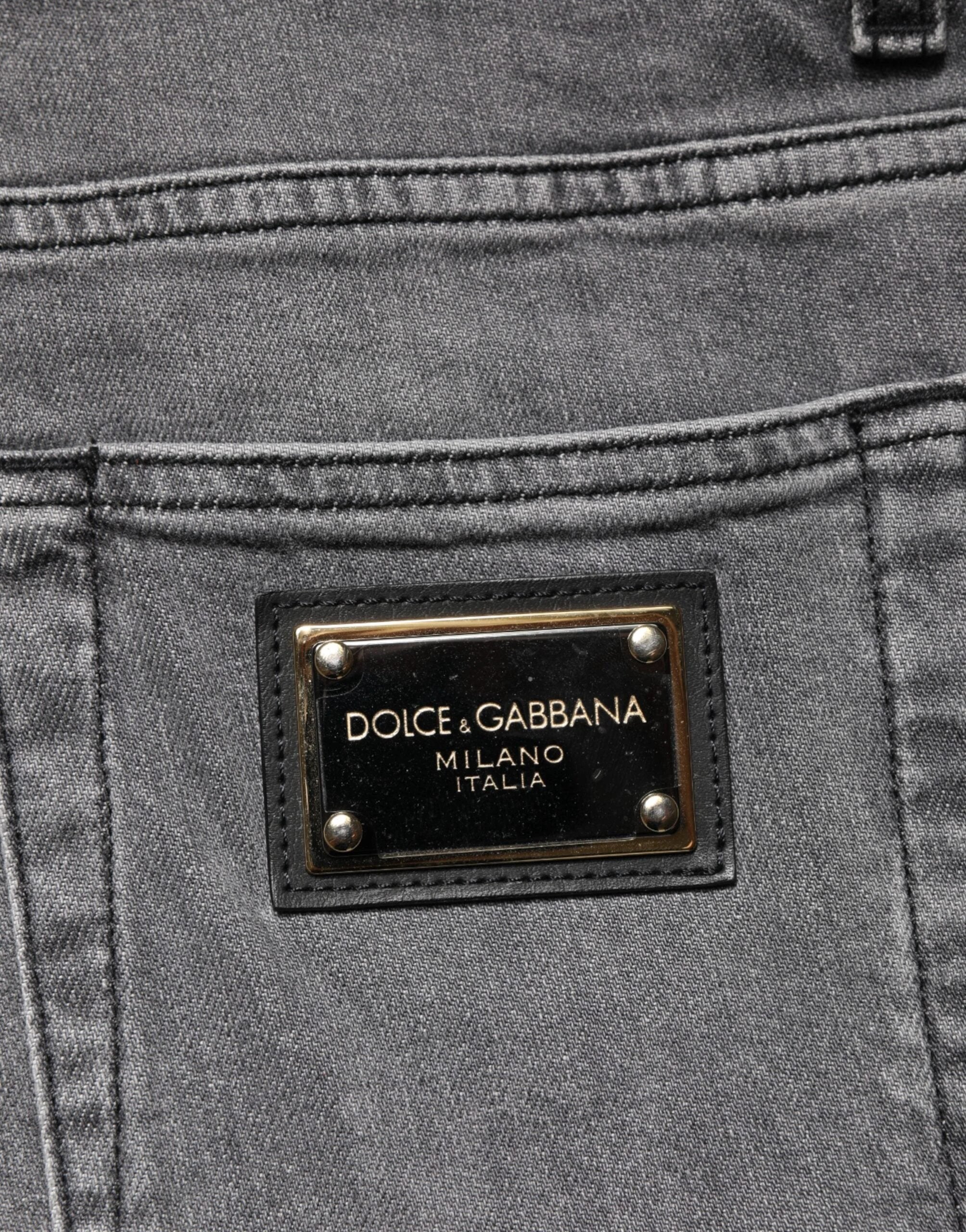 Dolce & Gabbana Gray Cotton Mid Waist Skinny Denim Jeans by Dolce & Gabbana