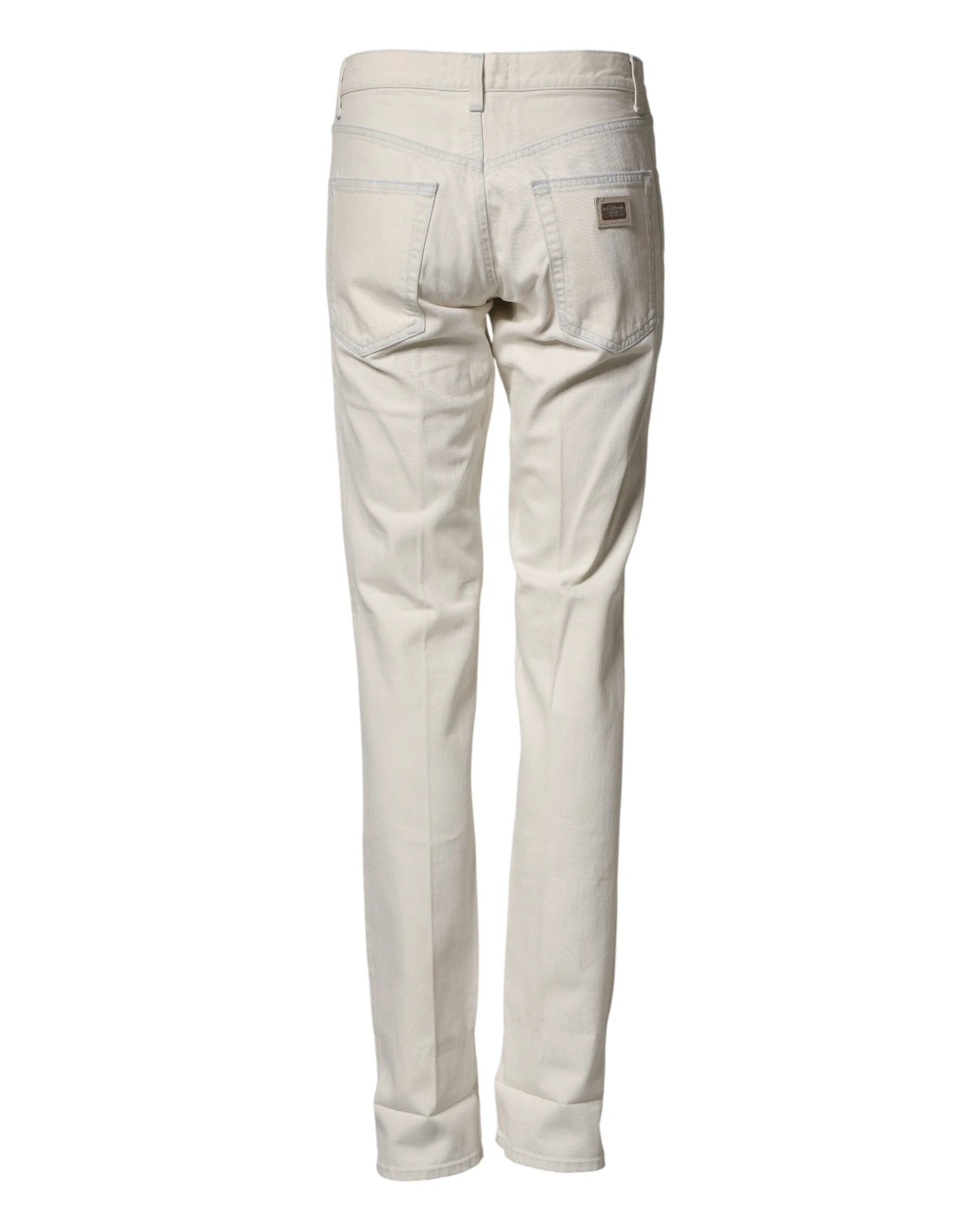 Dolce & Gabbana White Cotton Skinny Denim Trouser Men Jeans by Dolce & Gabbana
