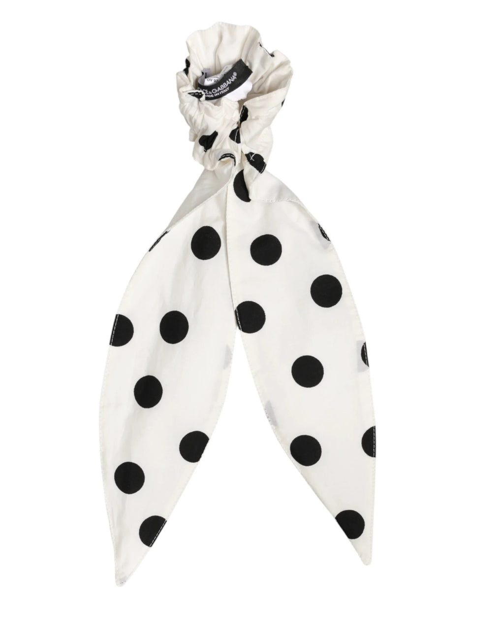 Dolce & Gabbana Scrunchie White Cotton Polka Dot Scarf Tie Accessory Hair by Dolce & Gabbana