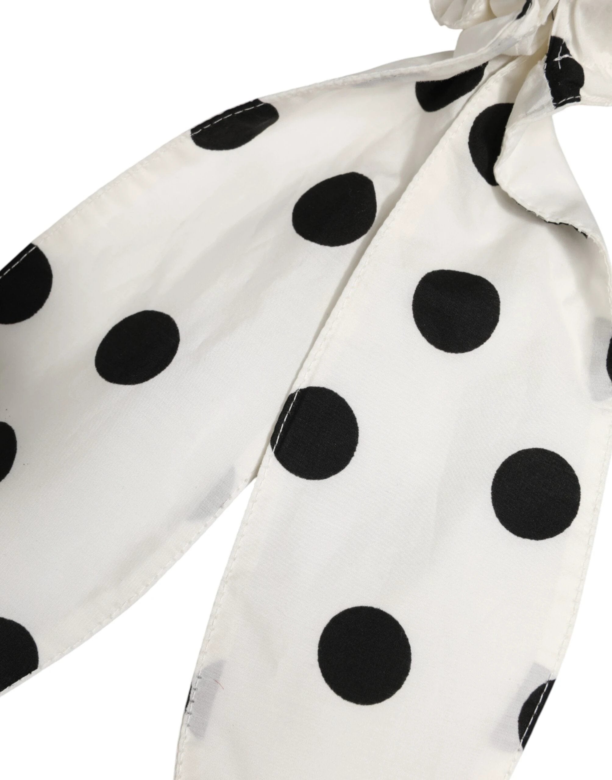 Dolce & Gabbana Scrunchie White Cotton Polka Dot Scarf Tie Accessory Hair by Dolce & Gabbana