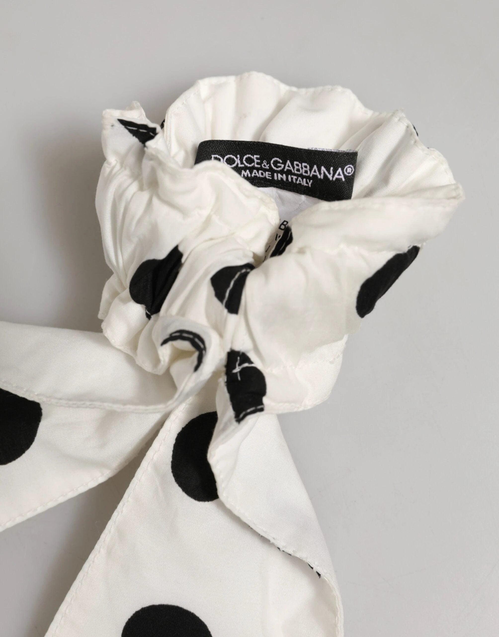 Dolce & Gabbana Scrunchie White Cotton Polka Dot Scarf Tie Accessory Hair by Dolce & Gabbana