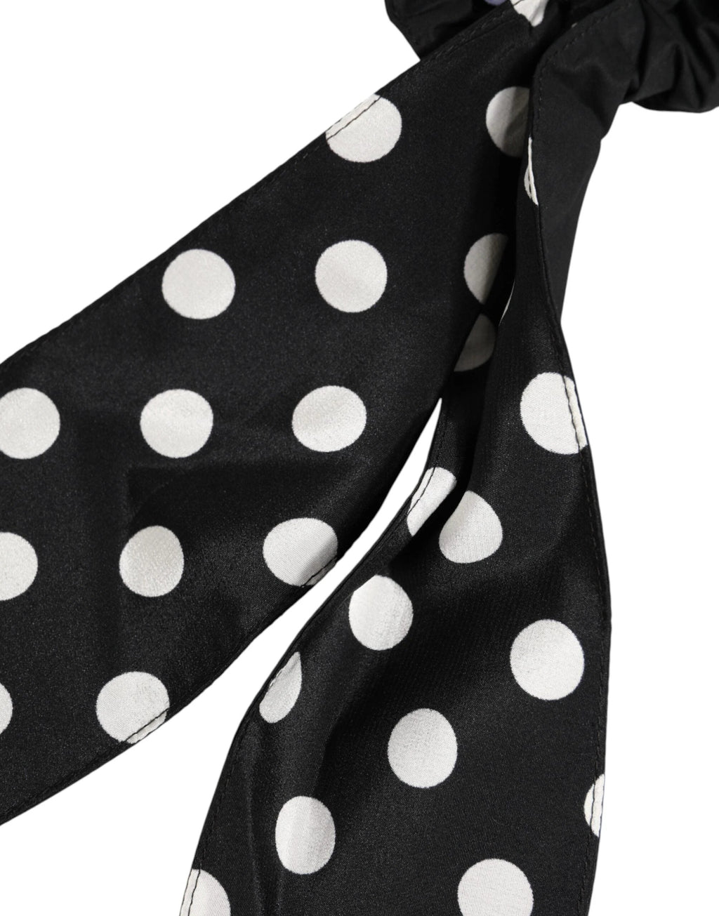 Dolce & Gabbana Black Cotton Polka Dot Scarf Tie Accessory Hair Scrunchie by Dolce & Gabbana