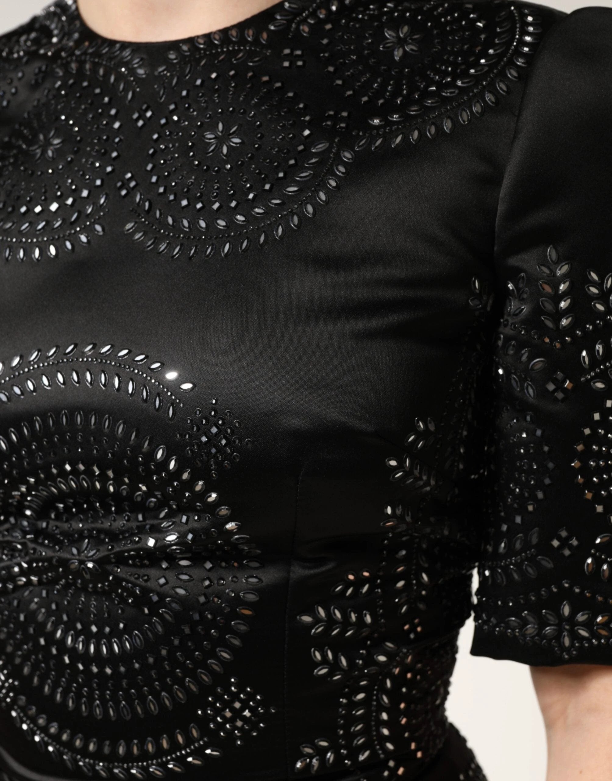 Dolce & Gabbana Black Embellished Short Sleeve Sheath Dress by Dolce & Gabbana