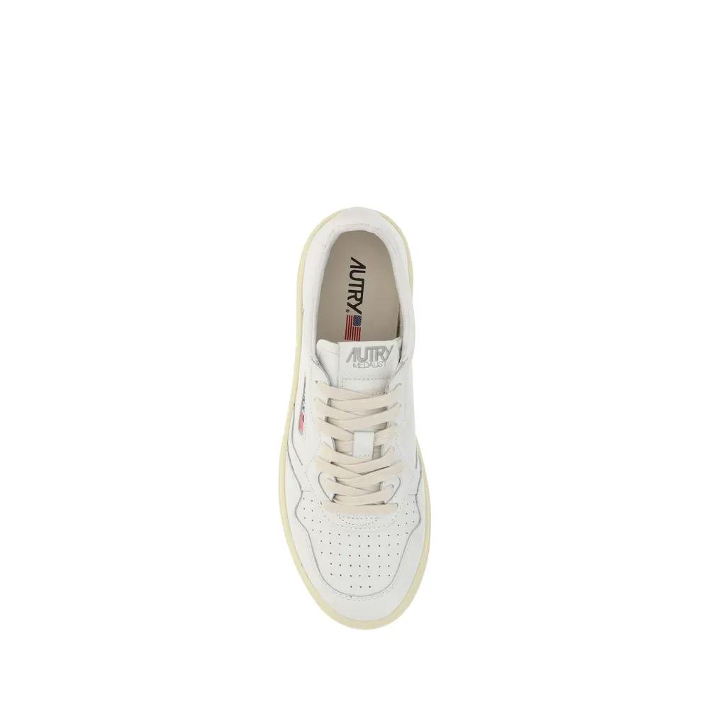 Autry White Calf Leather Bos Taurus Low Top Sneakers