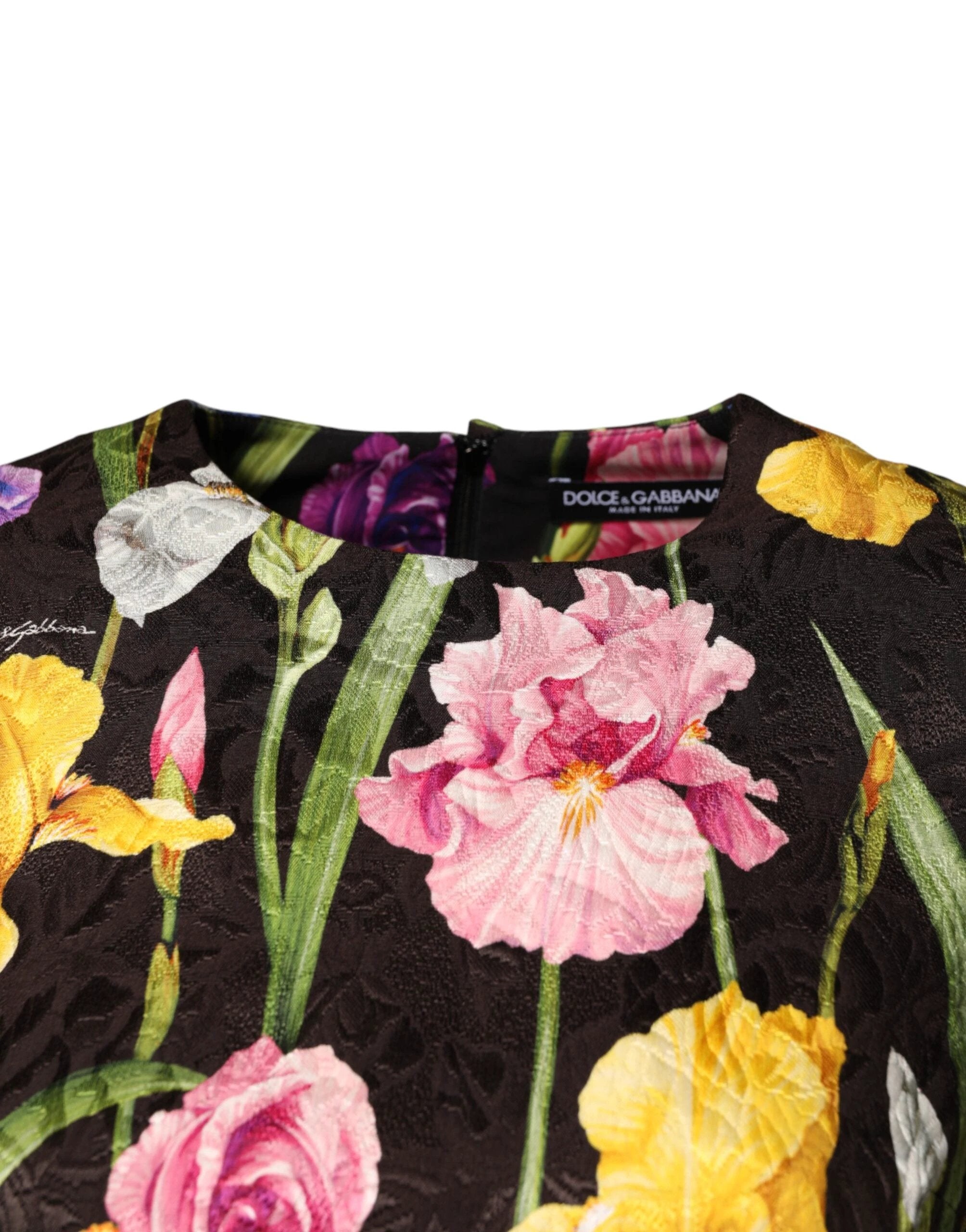 Dolce & Gabbana Black Floral Brocade A-line Mini Dress by Dolce & Gabbana