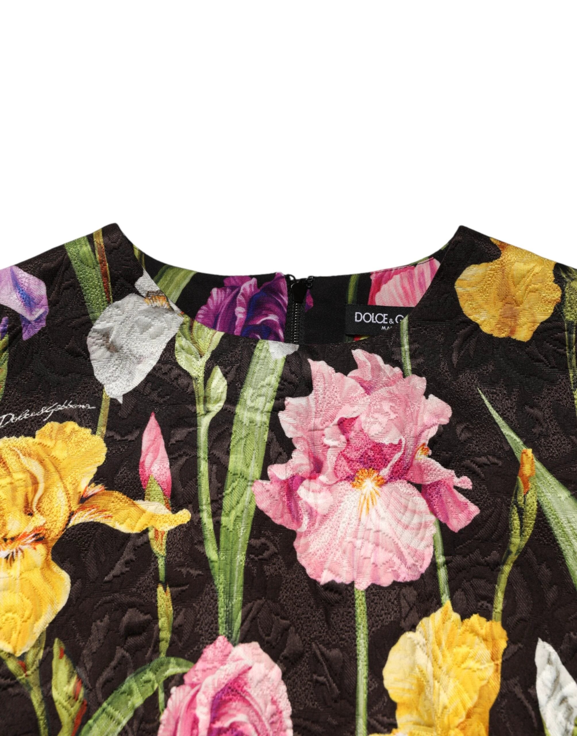 Dolce & Gabbana Black Floral Brocade A-line Mini Dress by Dolce & Gabbana