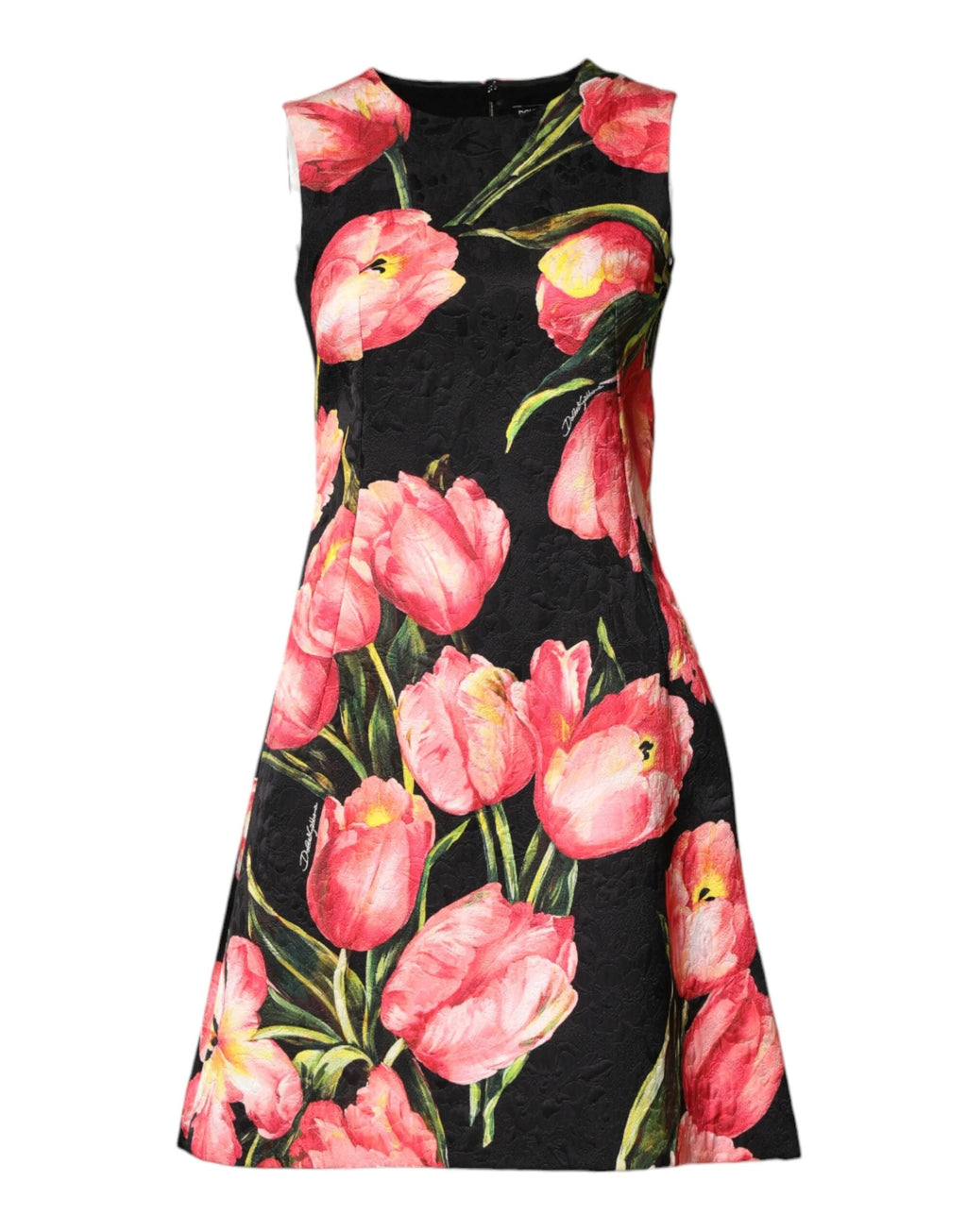 Dolce & Gabbana Black Floral Print Viscose A-line Mini Dress by Dolce & Gabbana