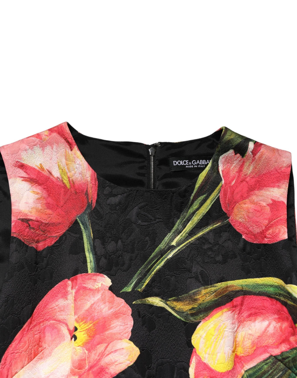 Dolce & Gabbana Black Floral Print Viscose A-line Mini Dress by Dolce & Gabbana