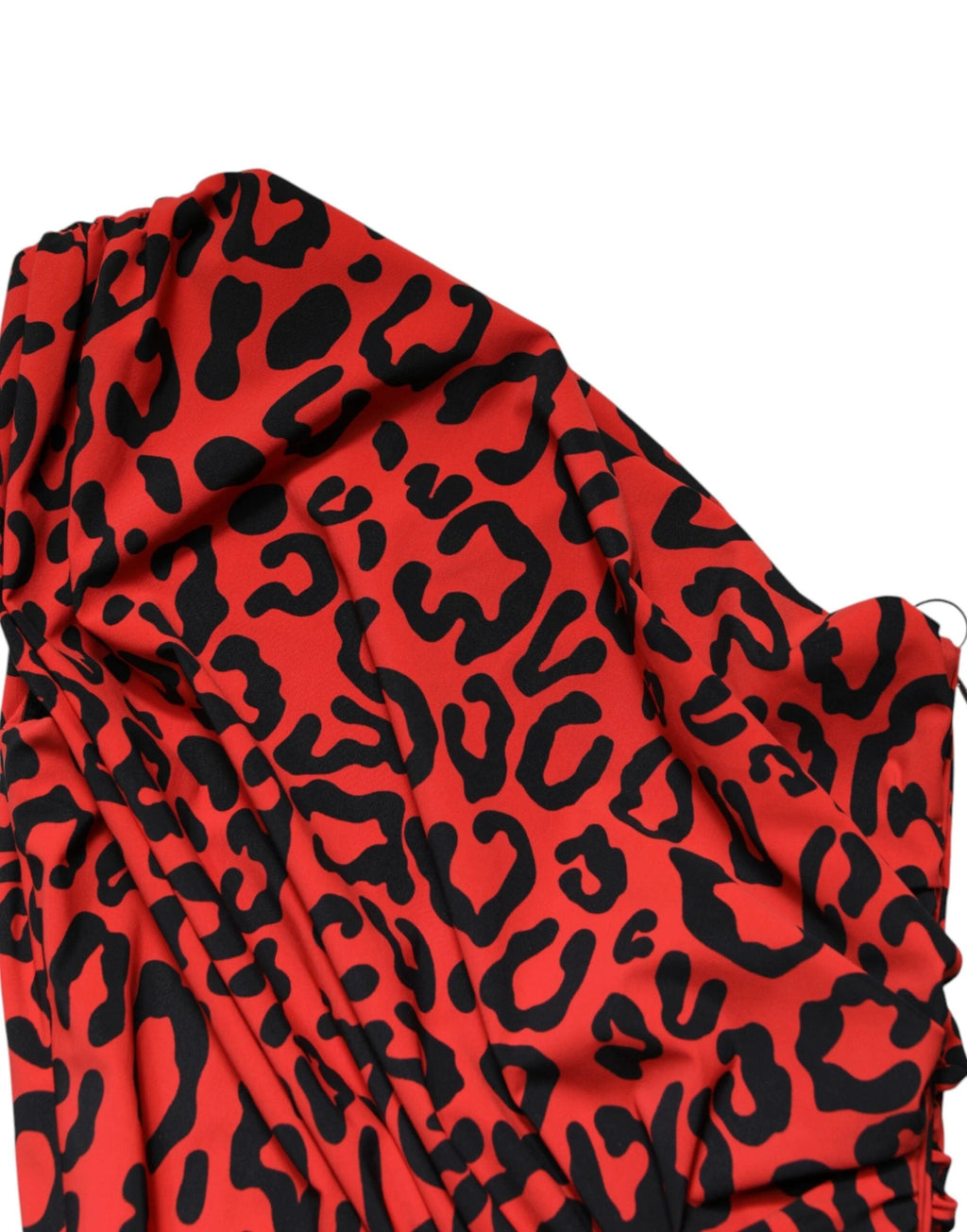 Dolce & Gabbana Red Leopard Print Nylon Sheath Midi Dress by Dolce & Gabbana