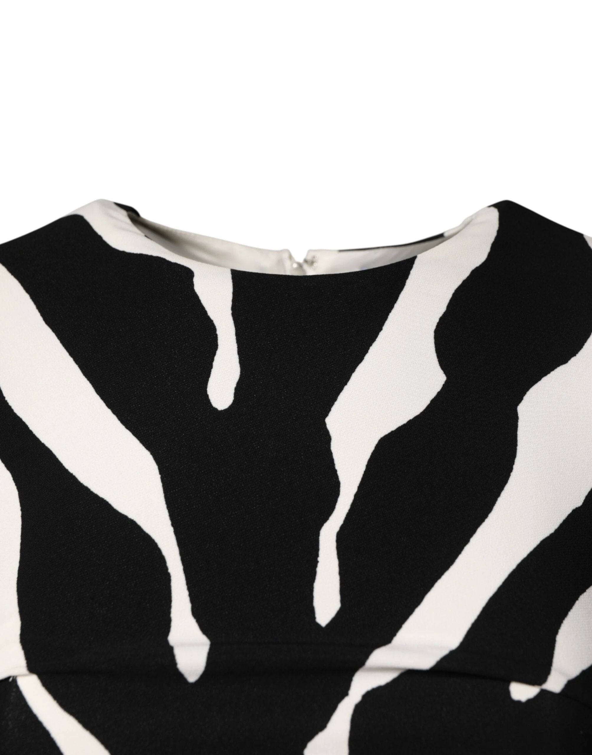 Dolce & Gabbana Black White Zebra Viscose Sheath Midi Dress by Dolce & Gabbana