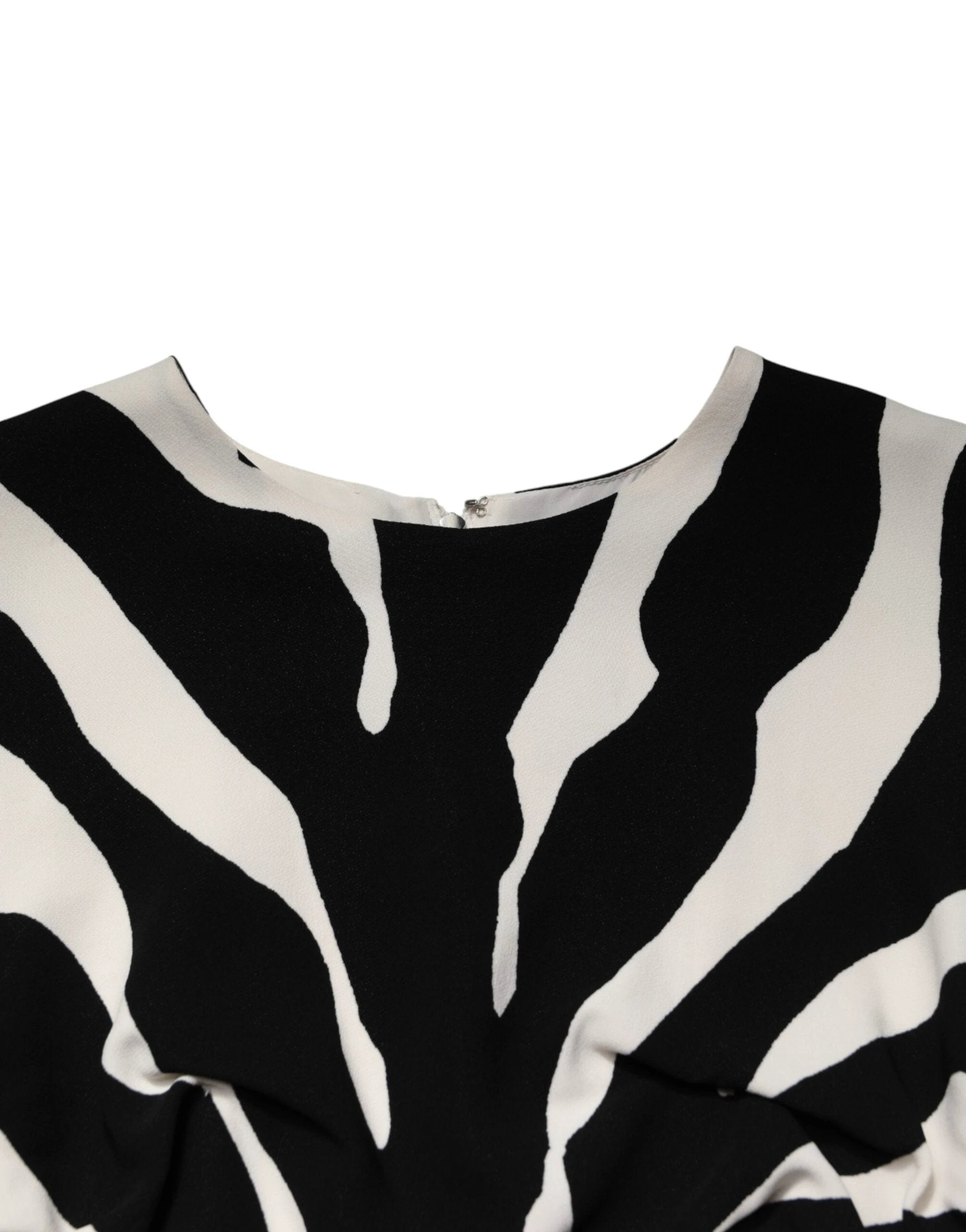 Dolce & Gabbana Black White Zebra Viscose Sheath Midi Dress by Dolce & Gabbana