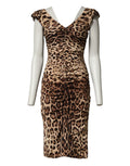 Dolce & Gabbana Brown Leopard Sleeveless Sheath Midi Dress by Dolce & Gabbana
