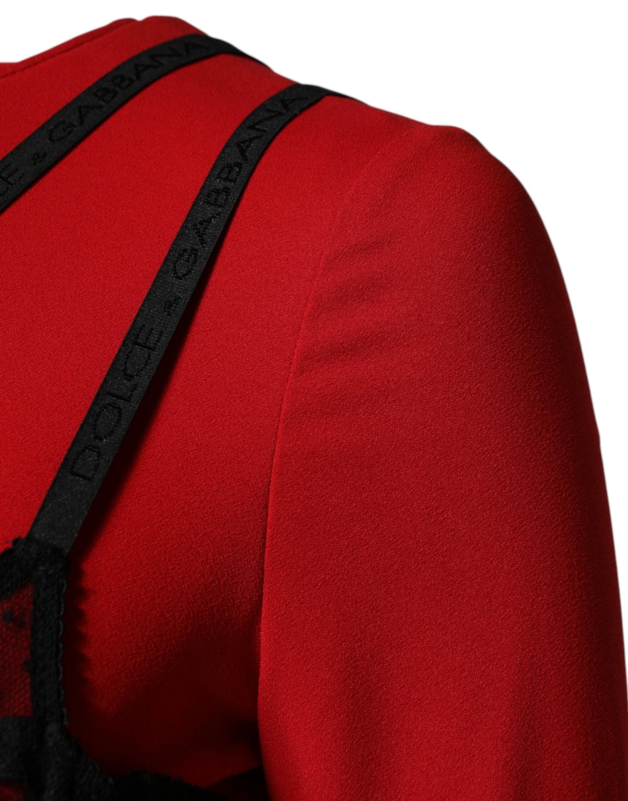 Dolce & Gabbana Black Red Contrasting Bra Cady Midi Dress by Dolce & Gabbana