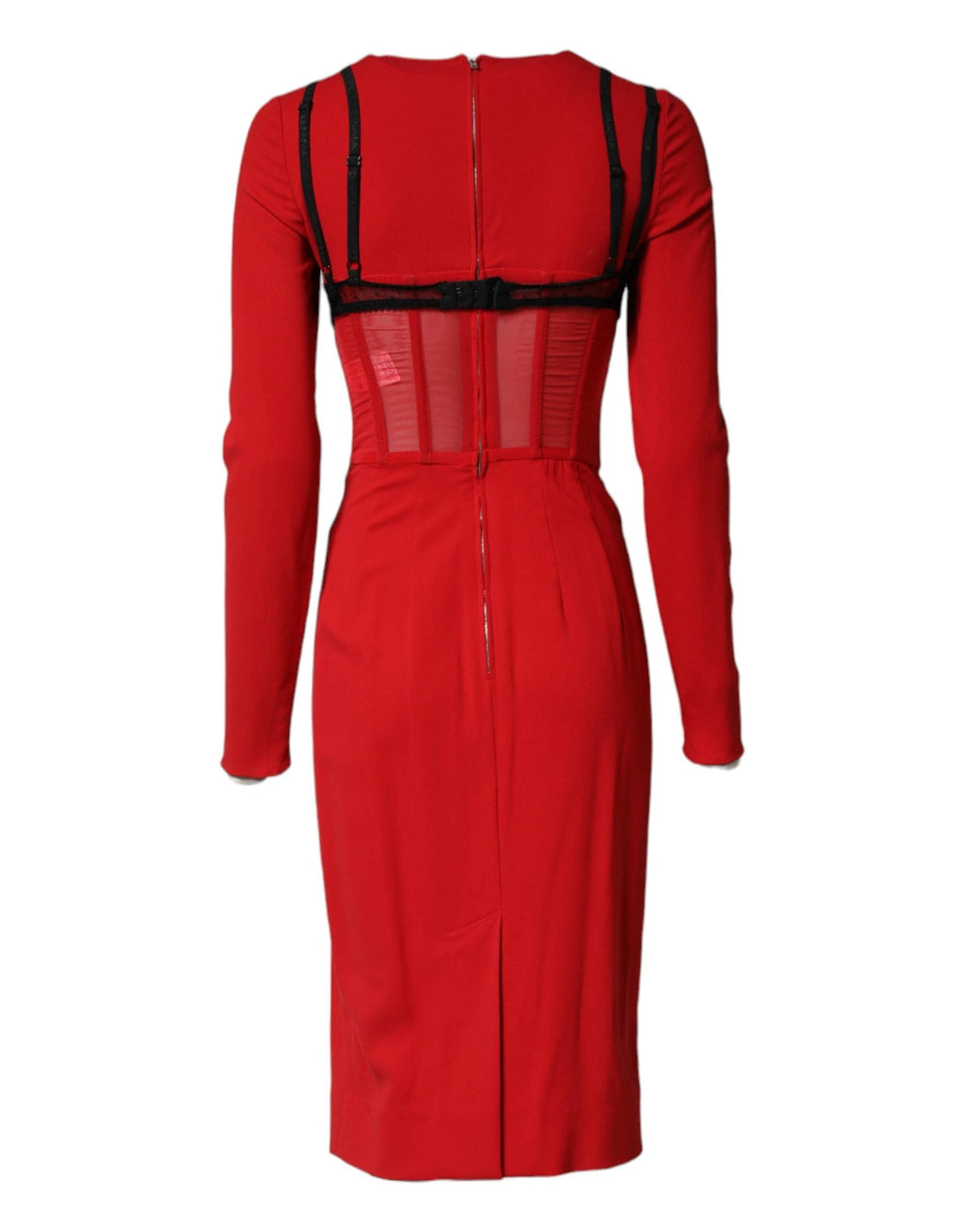 Dolce & Gabbana Black Red Contrasting Bra Cady Midi Dress by Dolce & Gabbana