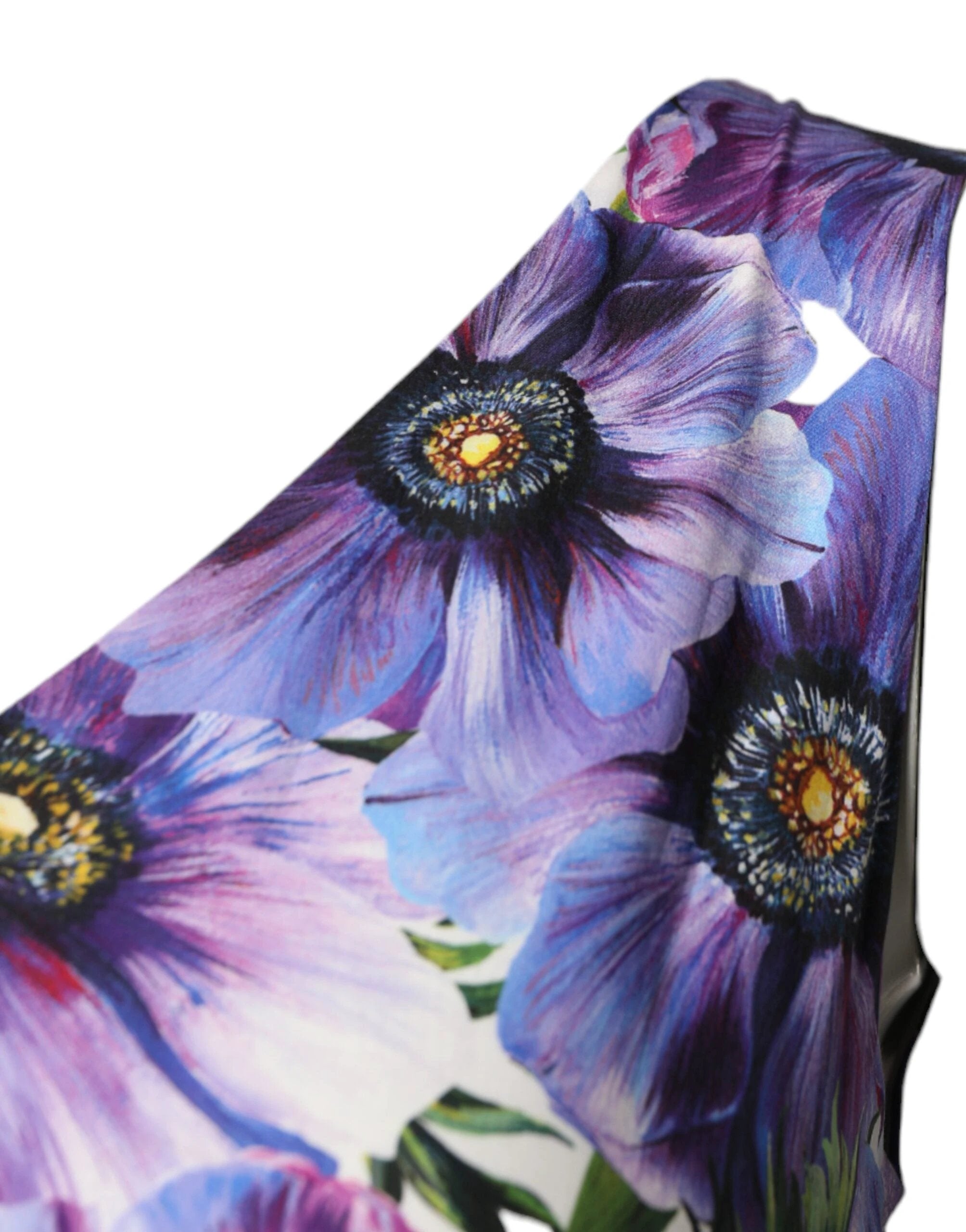 Dolce & Gabbana Purple Anemone Print Pleated Midi Dress by Dolce & Gabbana
