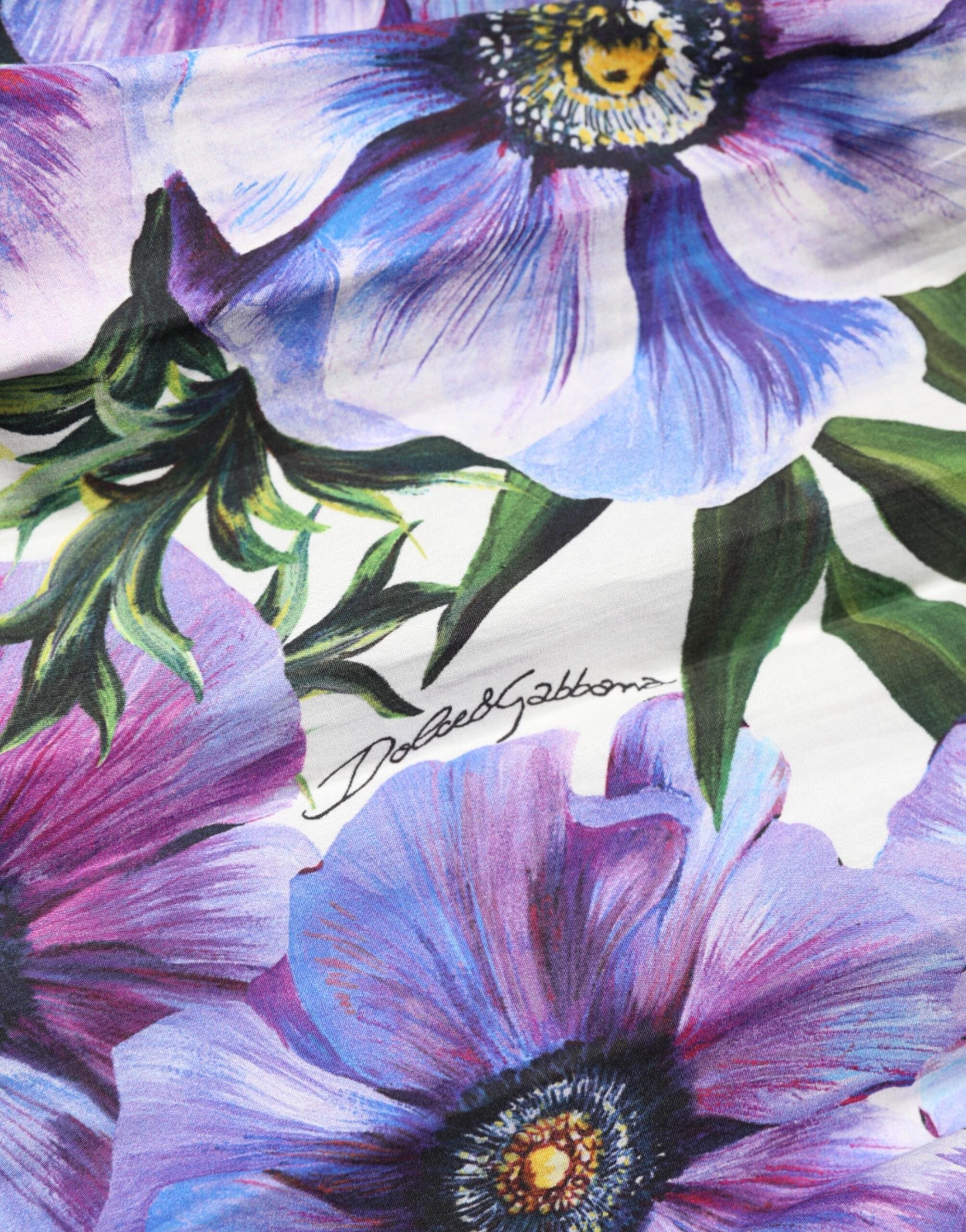 Dolce & Gabbana Purple Anemone Print Pleated Midi Dress by Dolce & Gabbana