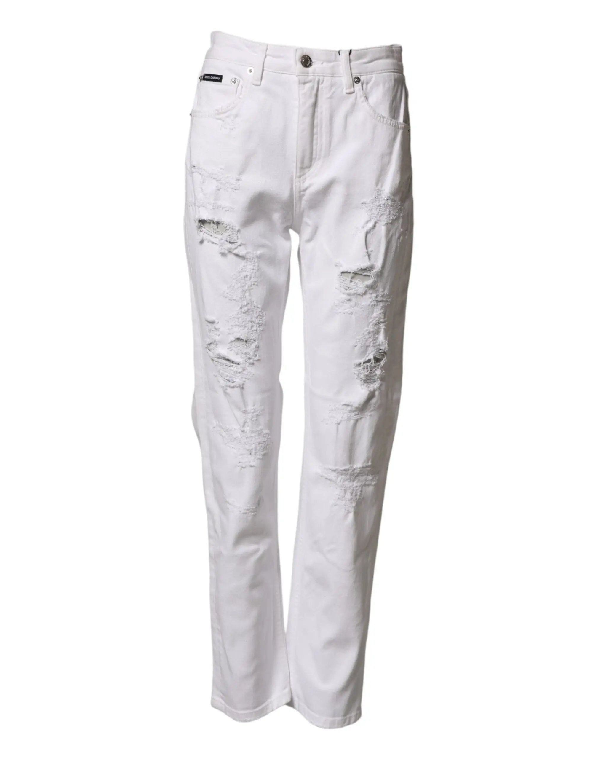 Jean en denim blanc délavé Dolce &amp; Gabbana BOYFRIEND