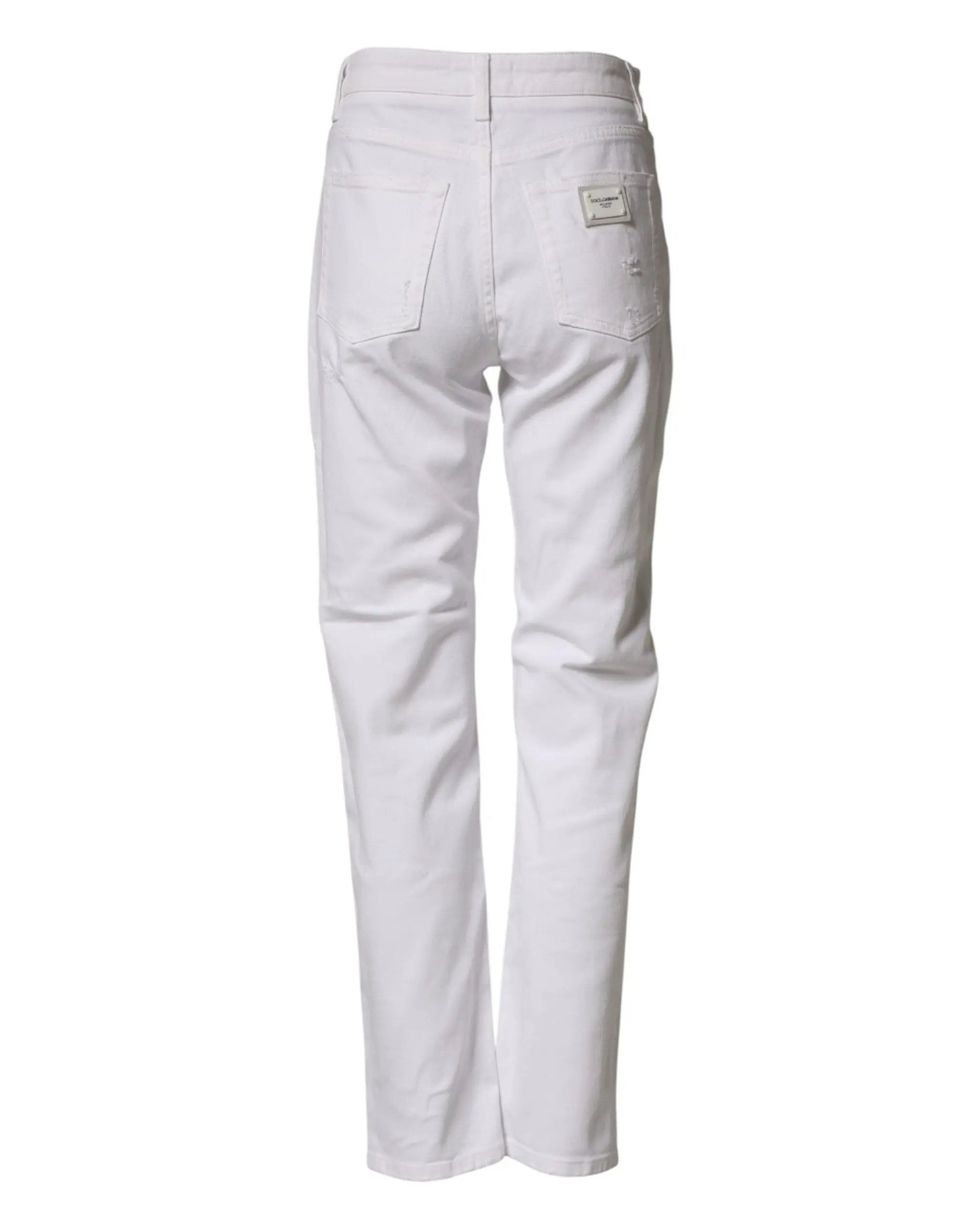 Jean en denim blanc délavé Dolce &amp; Gabbana BOYFRIEND