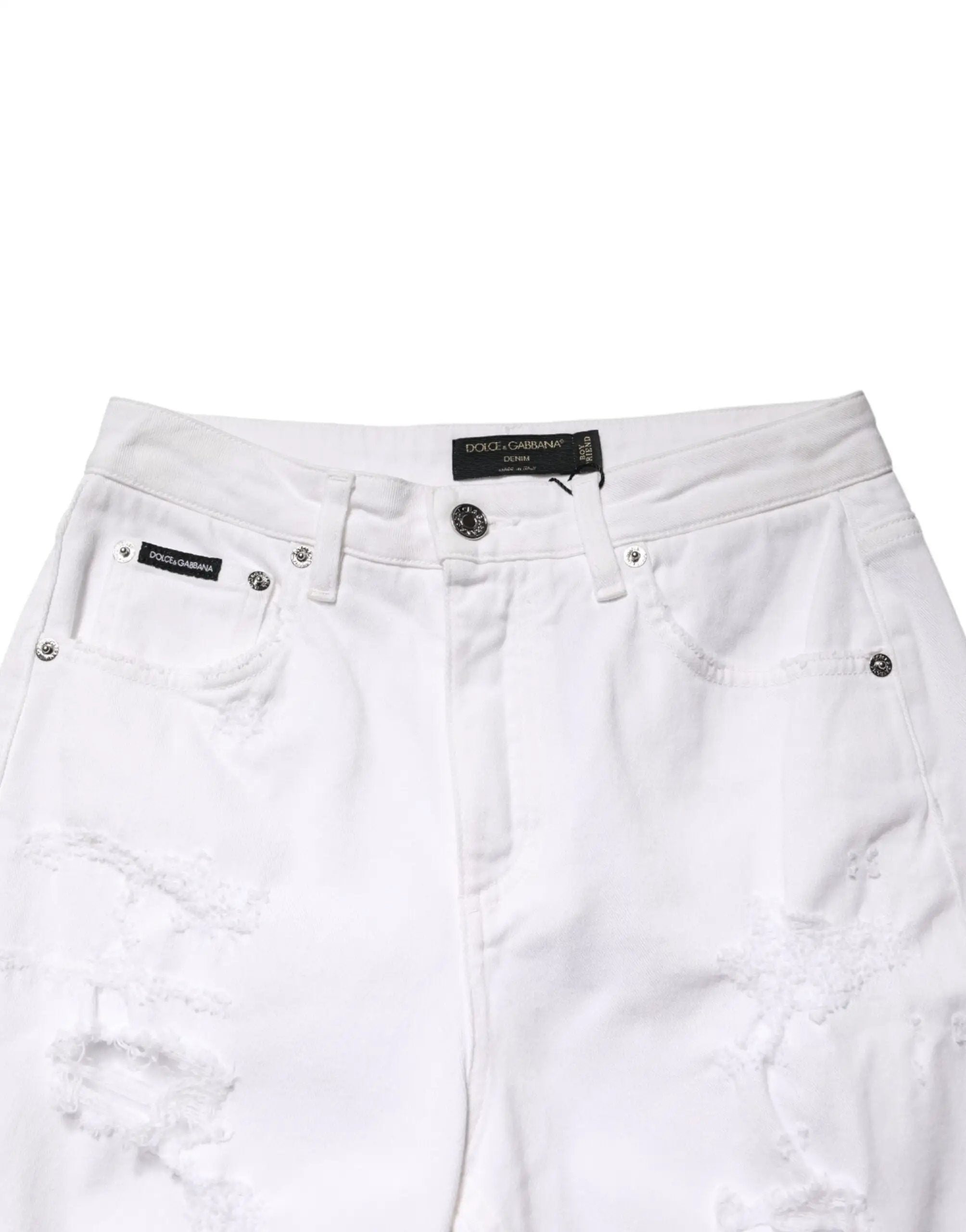 Jean en denim blanc délavé Dolce &amp; Gabbana BOYFRIEND