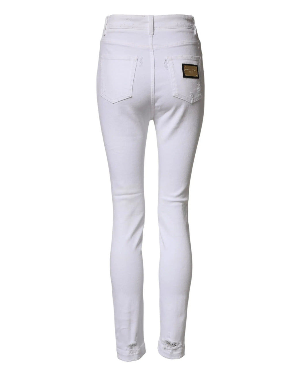 Jean en denim blanc délavé taille haute Dolce &amp; Gabbana