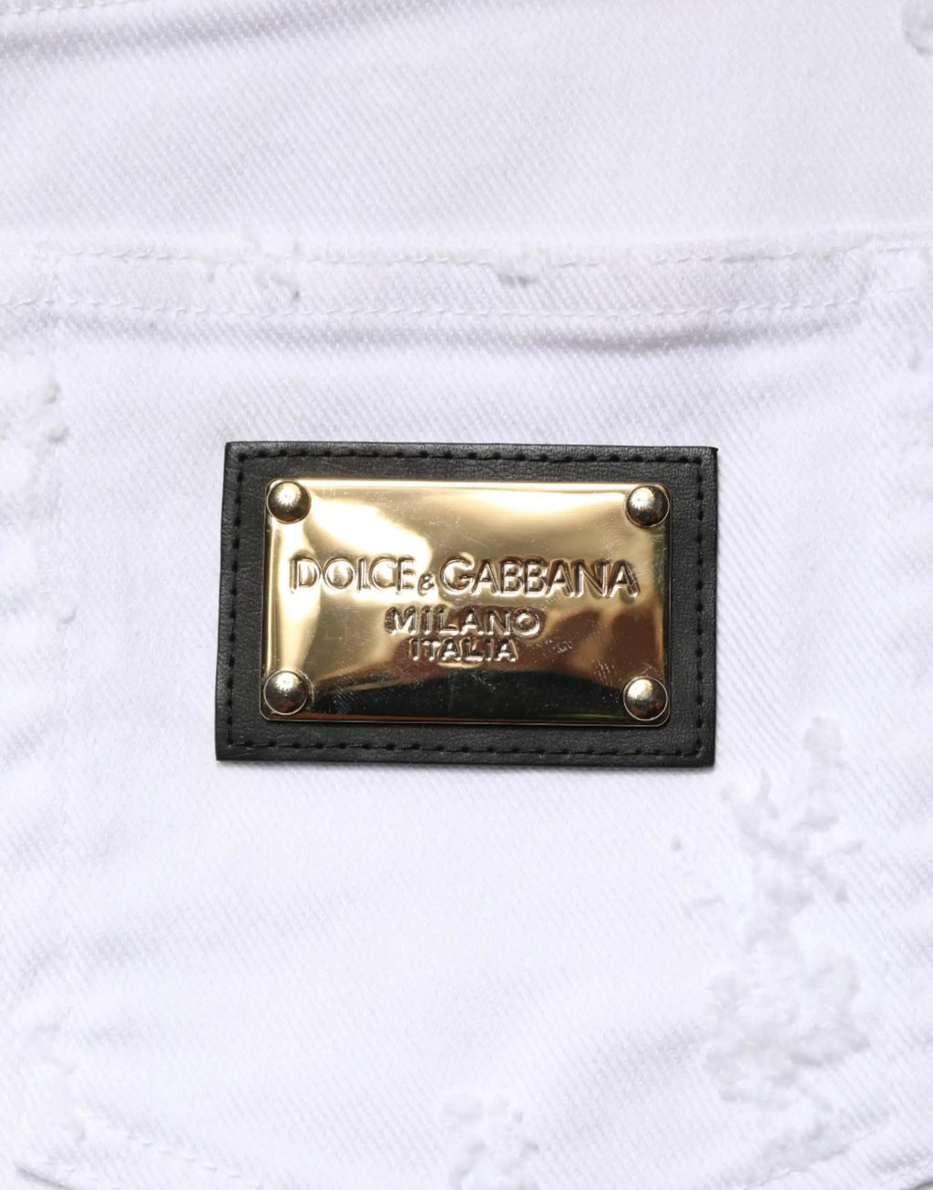 Jean en denim blanc délavé taille haute Dolce &amp; Gabbana