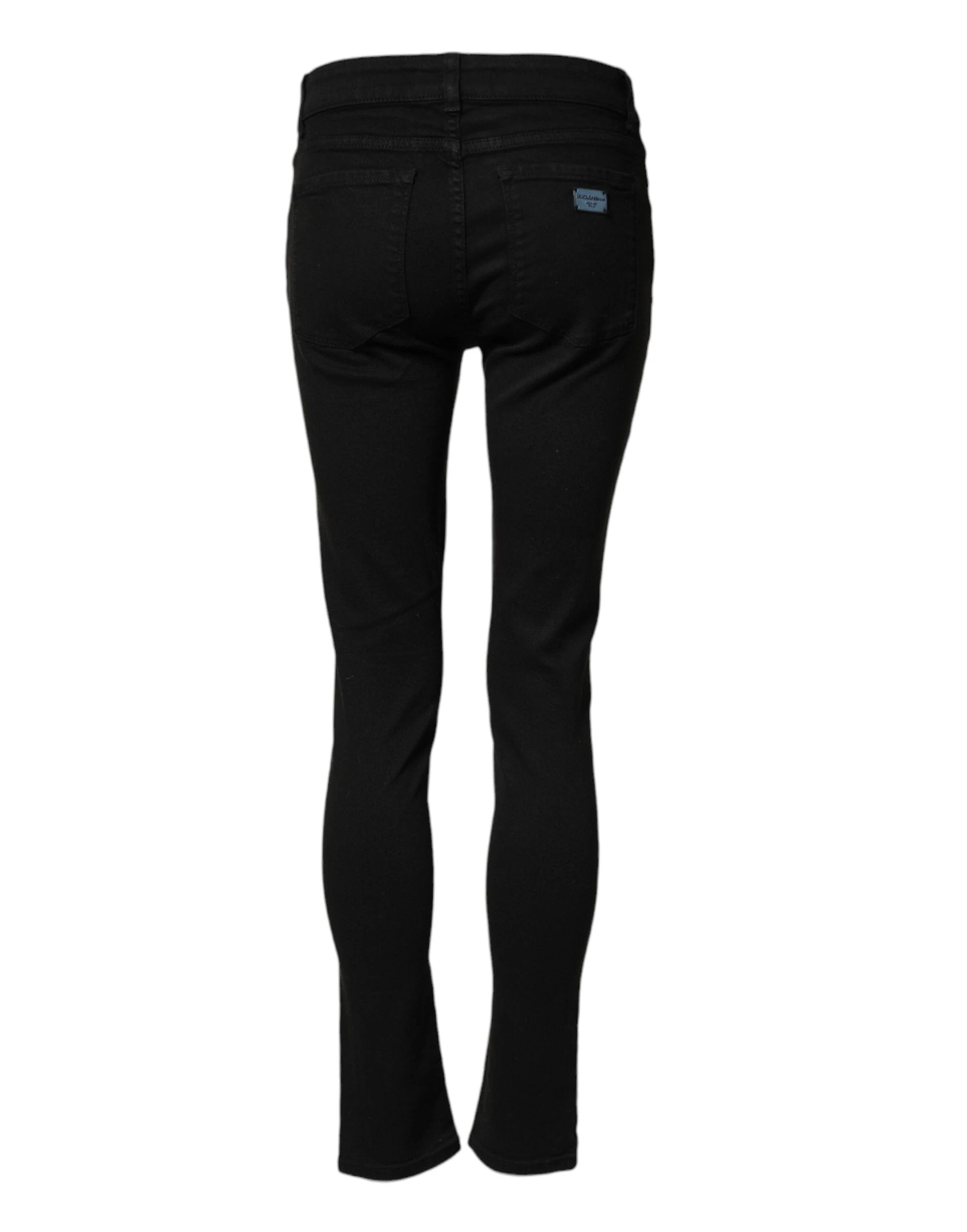 Dolce & Gabbana Black Cotton Skinny Mid Waist Denim Jeans by Dolce & Gabbana