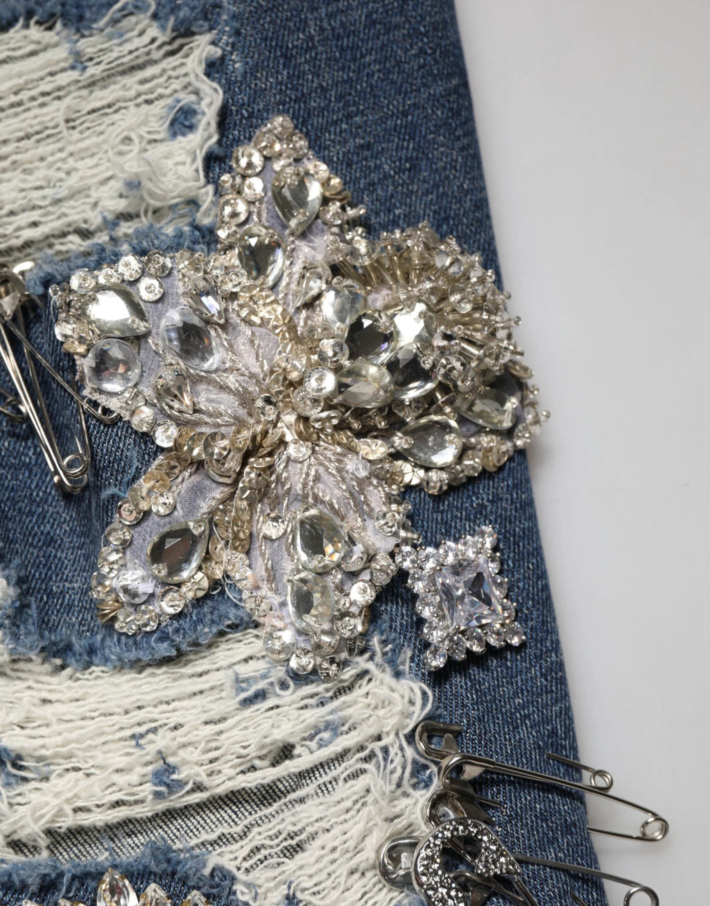 Dolce & Gabbana Blue Cotton Rhinestone Embellish Denim Jeans by Dolce & Gabbana