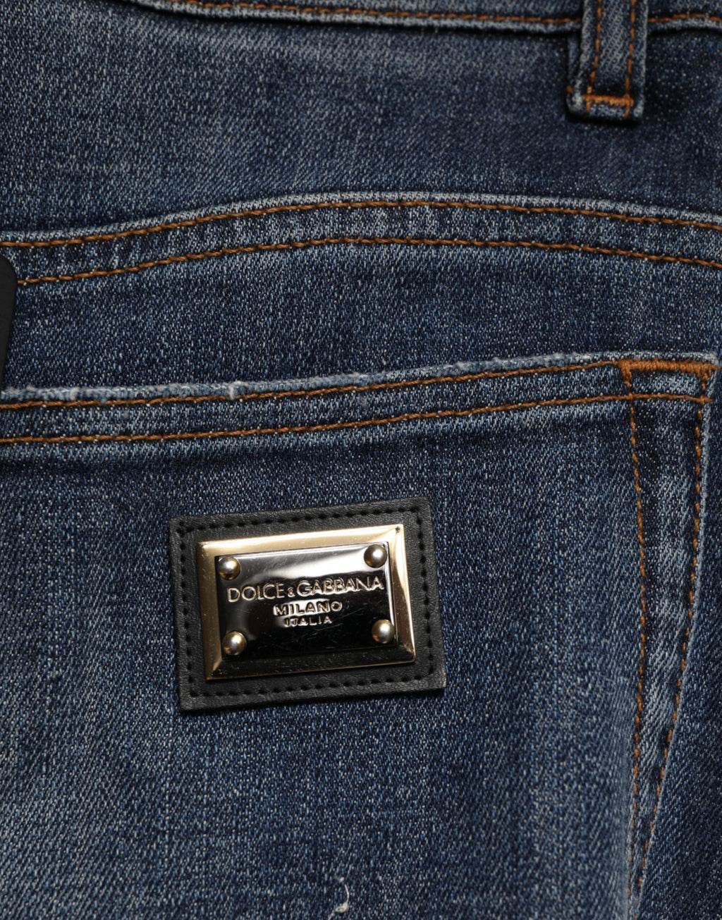 Dolce & Gabbana Blue Cotton Rhinestone Embellish Denim Jeans by Dolce & Gabbana