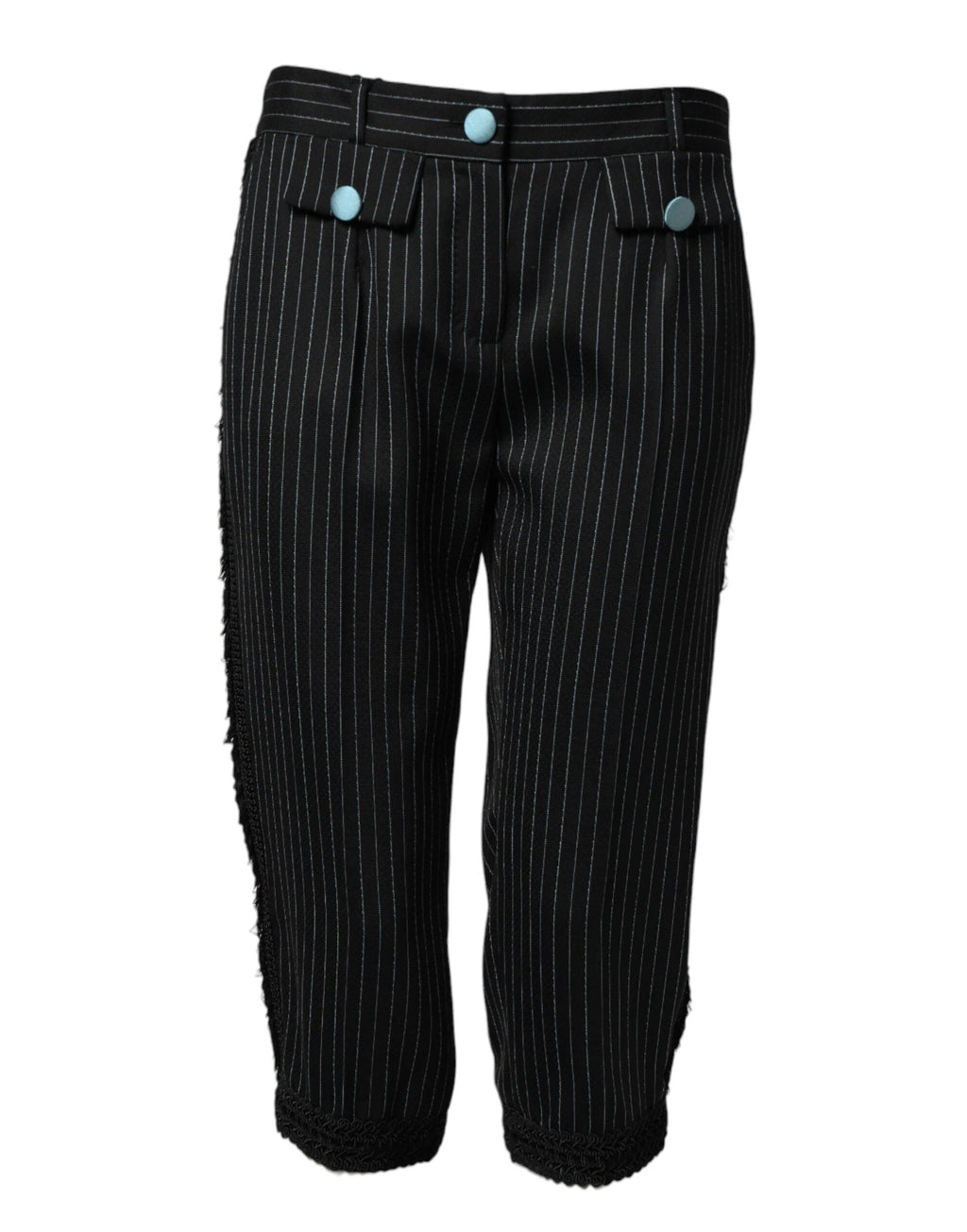Dolce & Gabbana Black Wool Stripes Cropped Trouser Pants by Dolce & Gabbana