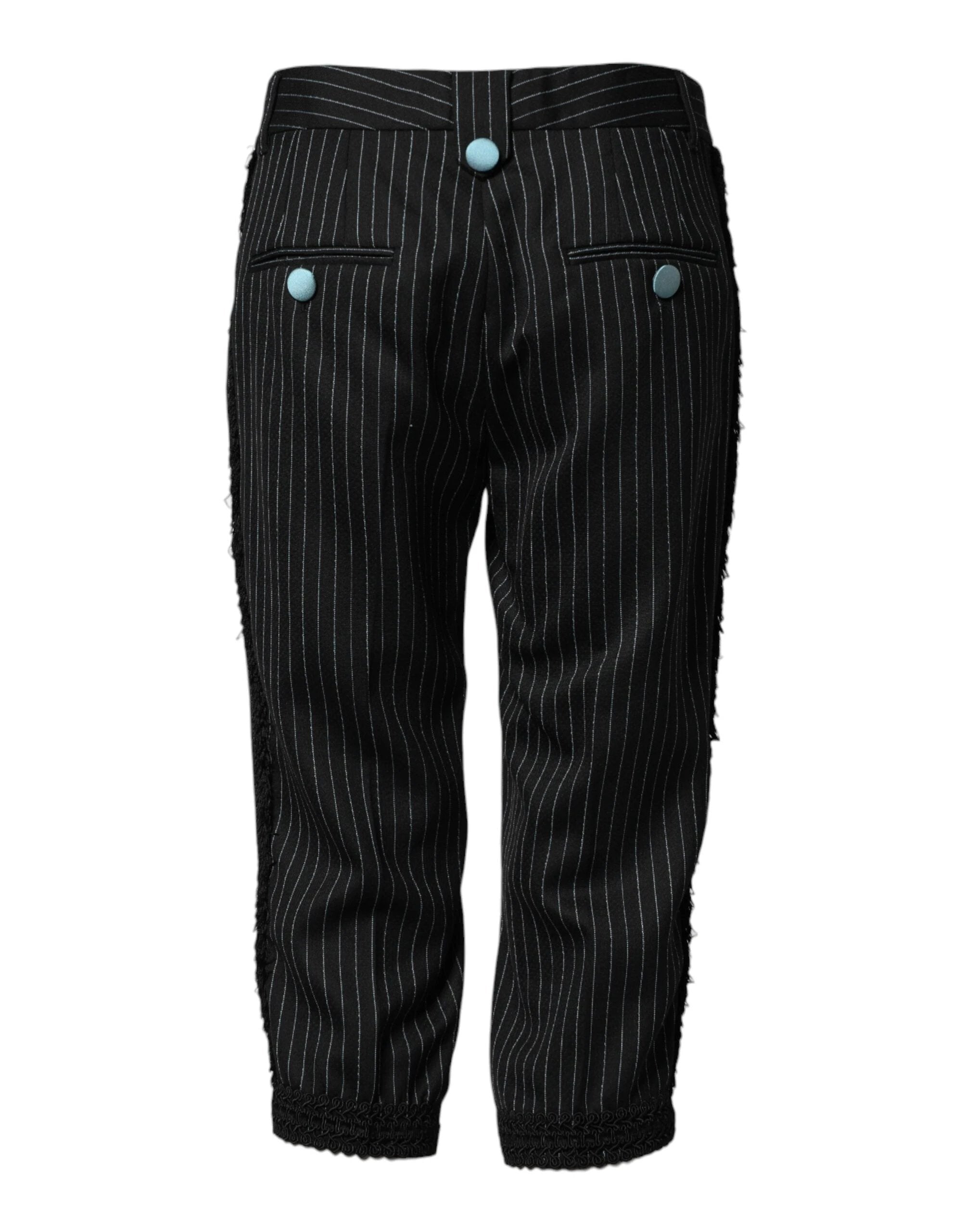 Dolce & Gabbana Black Wool Stripes Cropped Trouser Pants by Dolce & Gabbana
