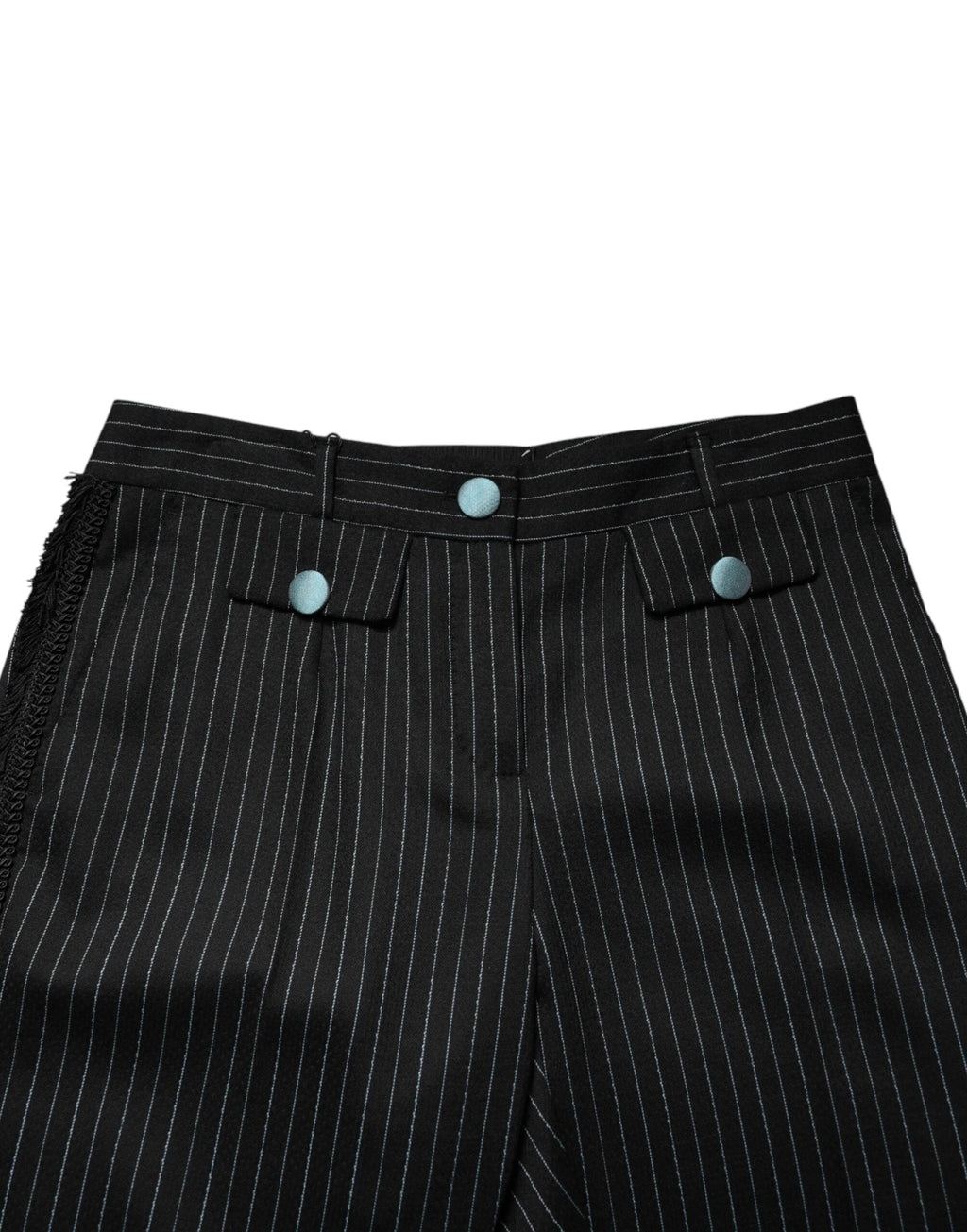 Dolce & Gabbana Black Wool Stripes Cropped Trouser Pants by Dolce & Gabbana
