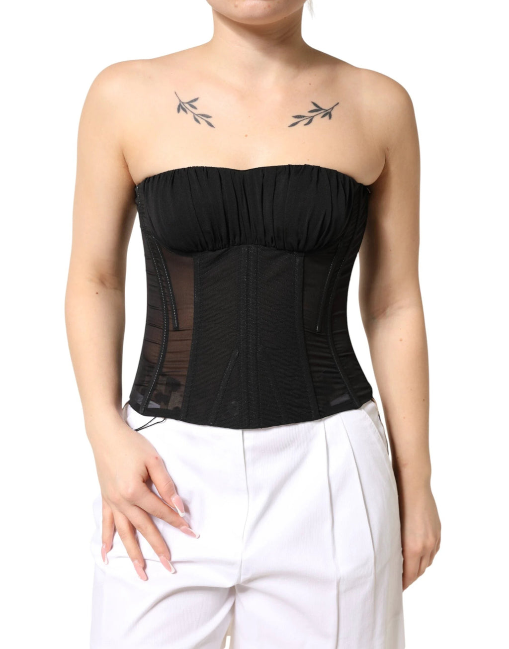 Dolce & Gabbana Black Silk Lace Bustier Corset Strapless Top by Dolce & Gabbana