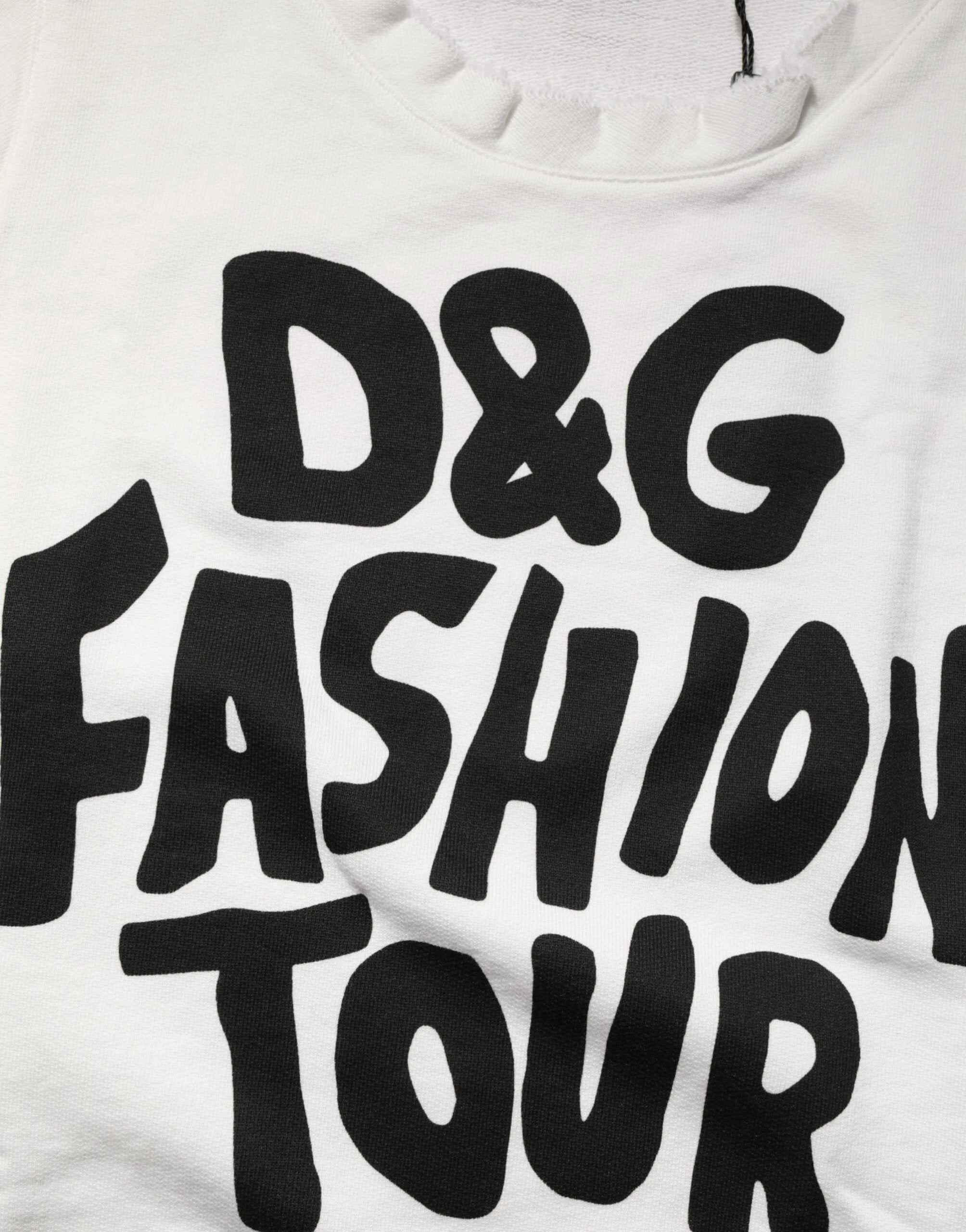 Dolce & Gabbana White Graphic CrewNeck Sleeveless Tank T-shirt by Dolce & Gabbana