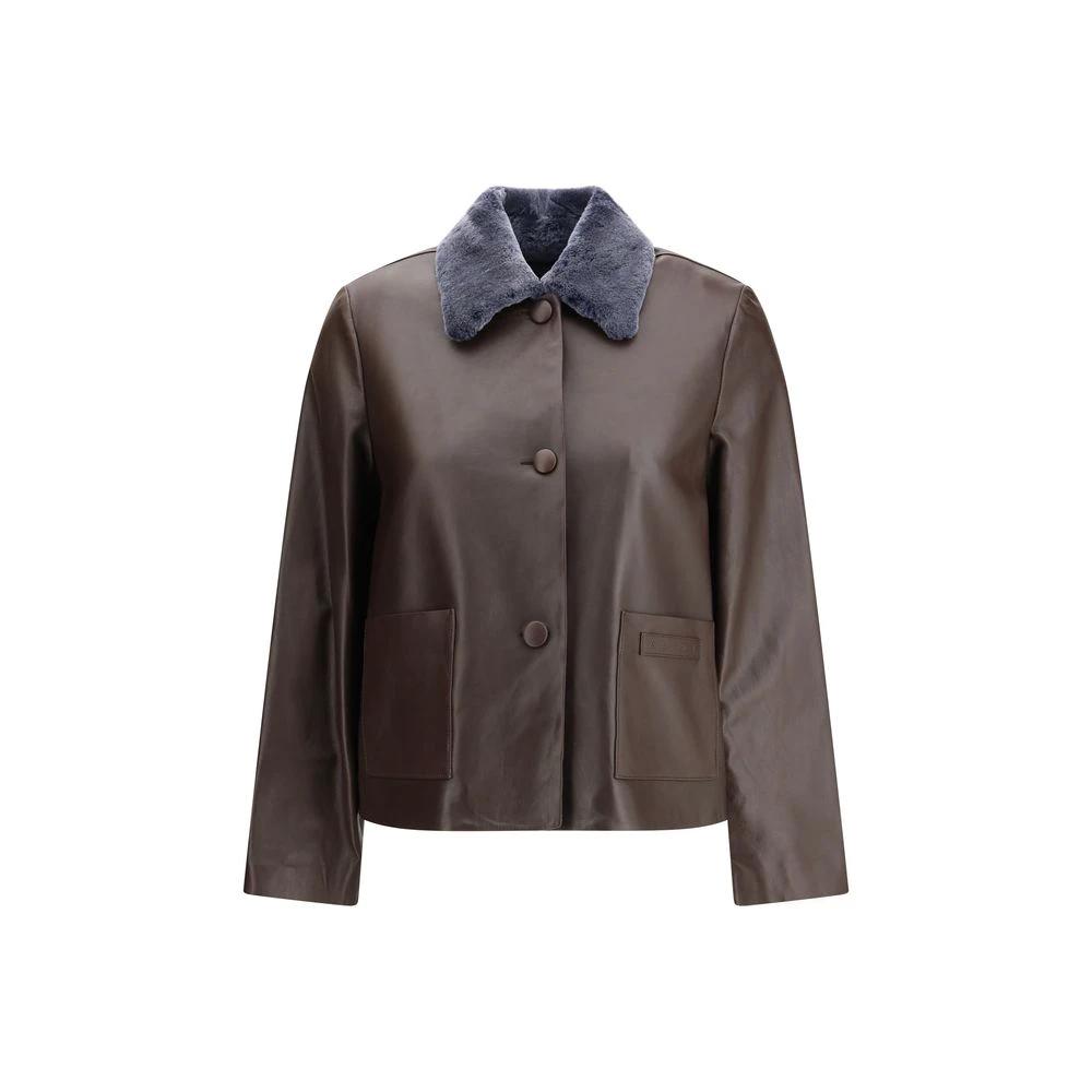 Marni Brown Leather Jacket by Marni