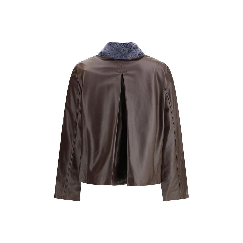 Marni Brown Leather Jacket by Marni