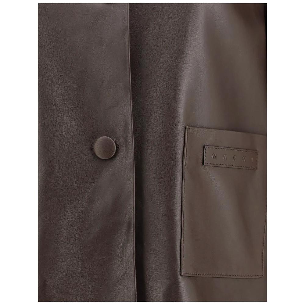 Marni Brown Leather Jacket by Marni