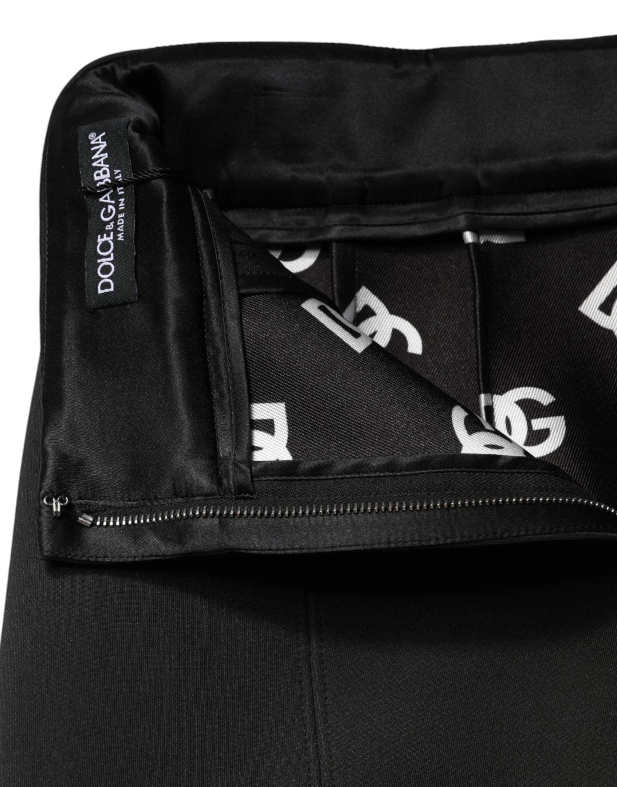 Dolce & Gabbana Black Nylon Pencil Cut High Waist Mini Skirt by Dolce & Gabbana