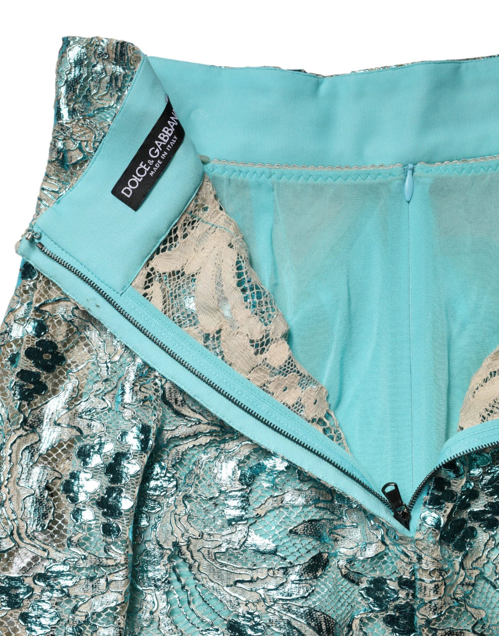 Dolce & Gabbana Blue Floral Brocade High Waist Mini Skirt by Dolce & Gabbana