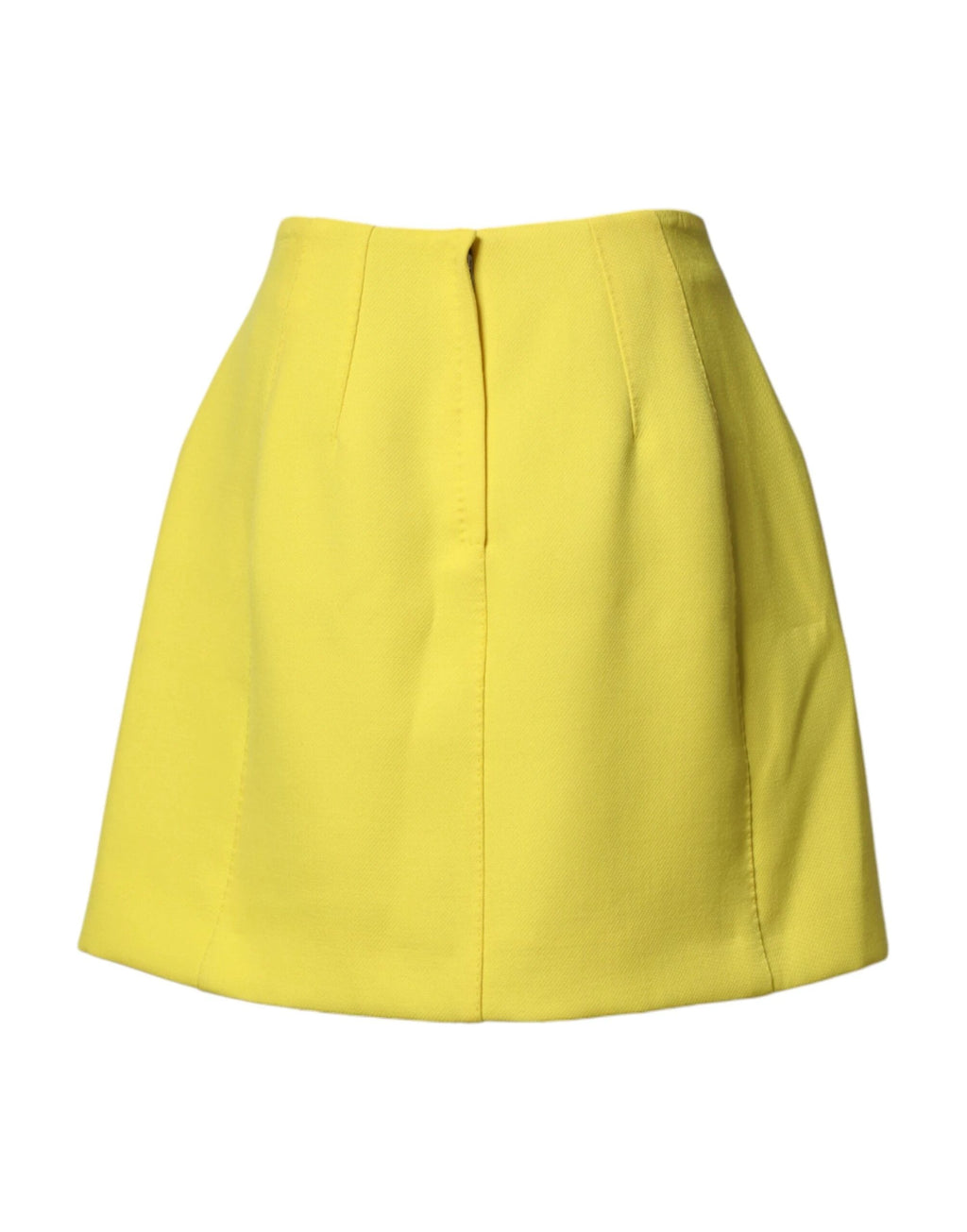 Dolce & Gabbana Yellow Wool Buttoned High Waist Mini Skirt by Dolce & Gabbana
