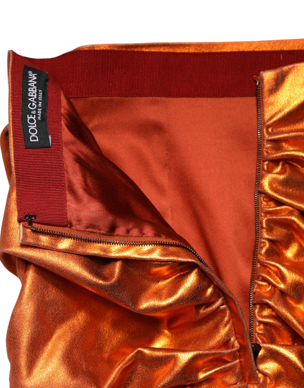 Dolce & Gabbana Metallic Orange Viscose High Waist Mini Skirt by Dolce & Gabbana