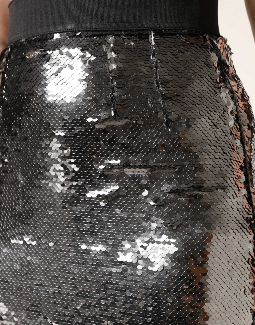 Dolce & Gabbana Metallic Gray Sequin High Waist Mermaid Skirt by Dolce & Gabbana