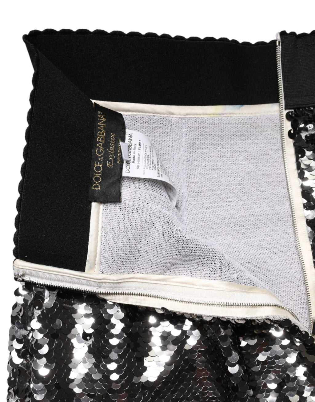 Dolce & Gabbana Metallic Gray Sequin High Waist Mermaid Skirt by Dolce & Gabbana