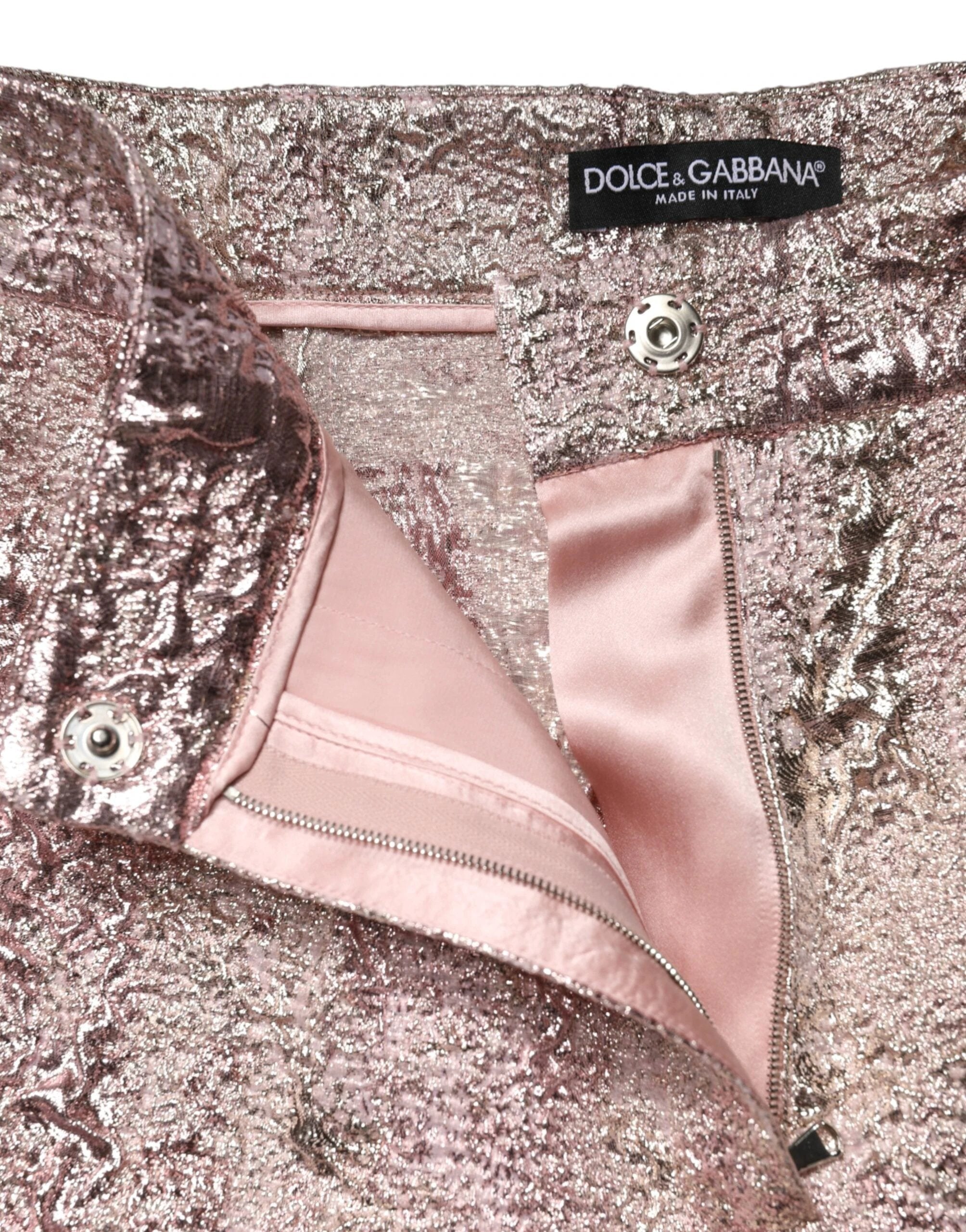 Dolce & Gabbana Pink Jacquard High Waist Hotpants Shorts by Dolce & Gabbana