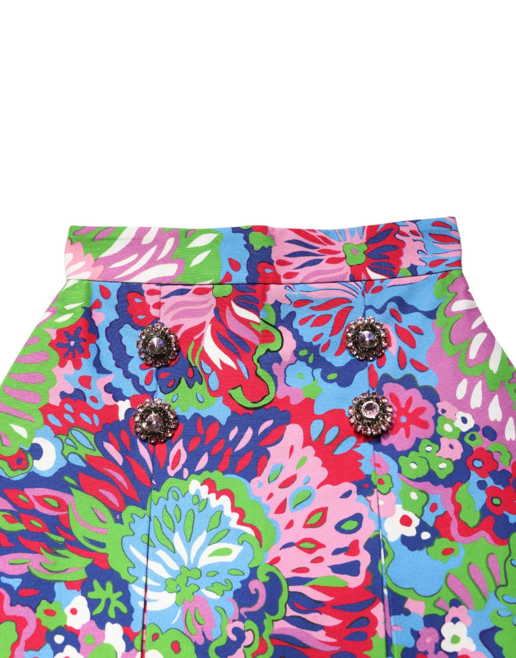 Dolce & Gabbana Multicolor Floral Buttoned High Waist Mini Shorts by Dolce & Gabbana