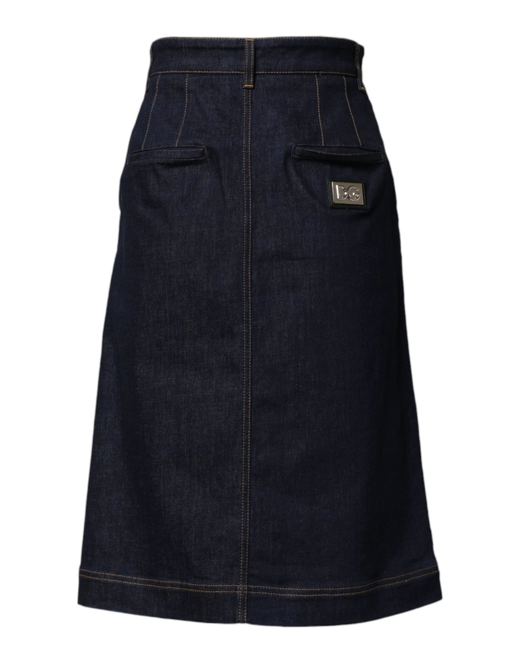 Dolce & Gabbana Dark Blue Cotton A-line Denim Midi Skirt by Dolce & Gabbana