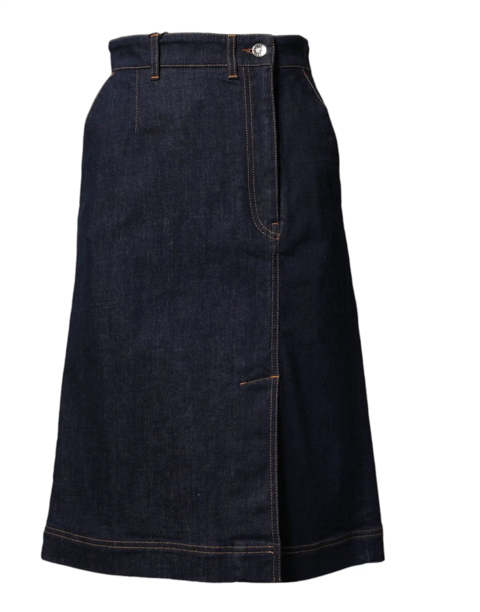 Jupe midi trapèze en denim bleu foncé Dolce &amp; Gabbana